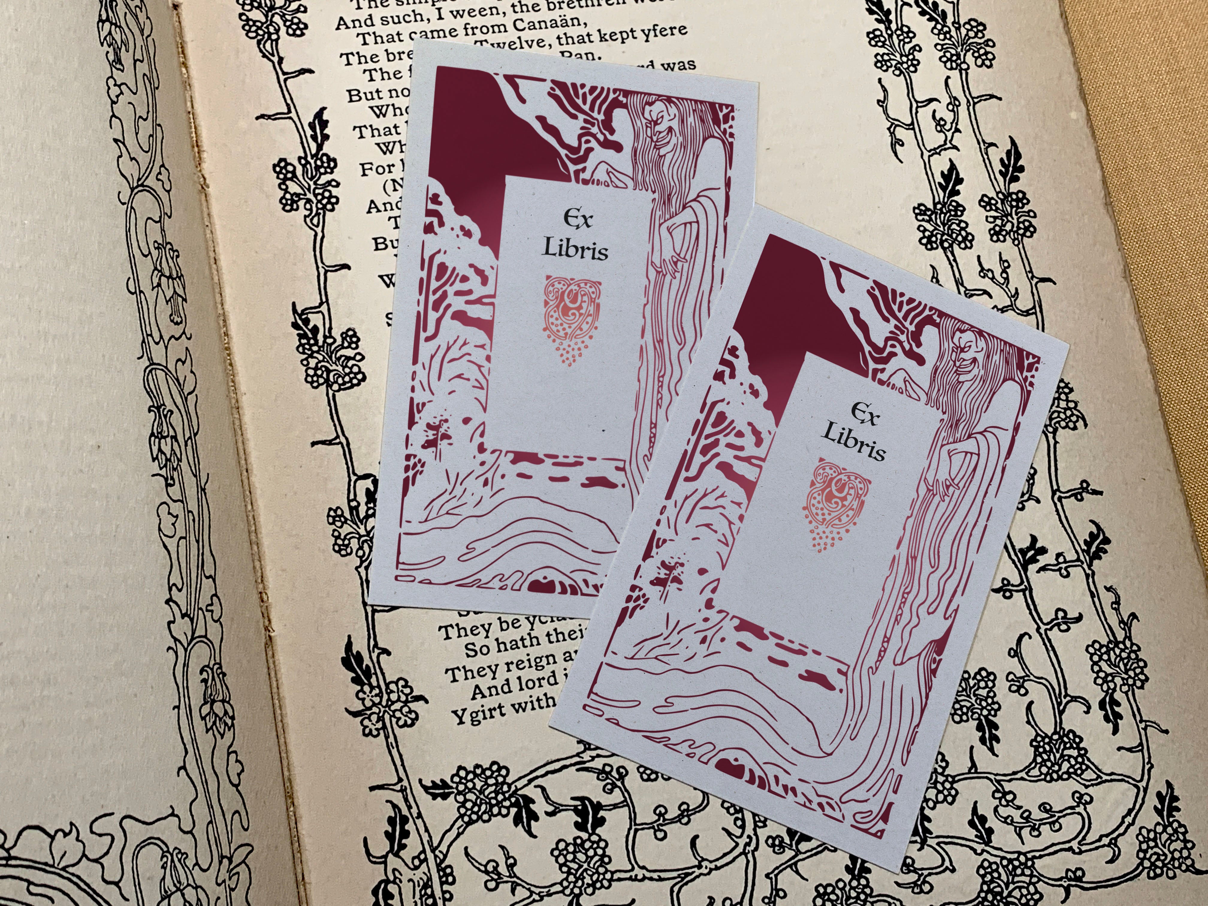 Yurei, Japanese Ghost Woodcut, Personalized Ex-Libris Bookplates, Crafted on Traditional Gummed Paper, 2.5in x 4in, Set of 30