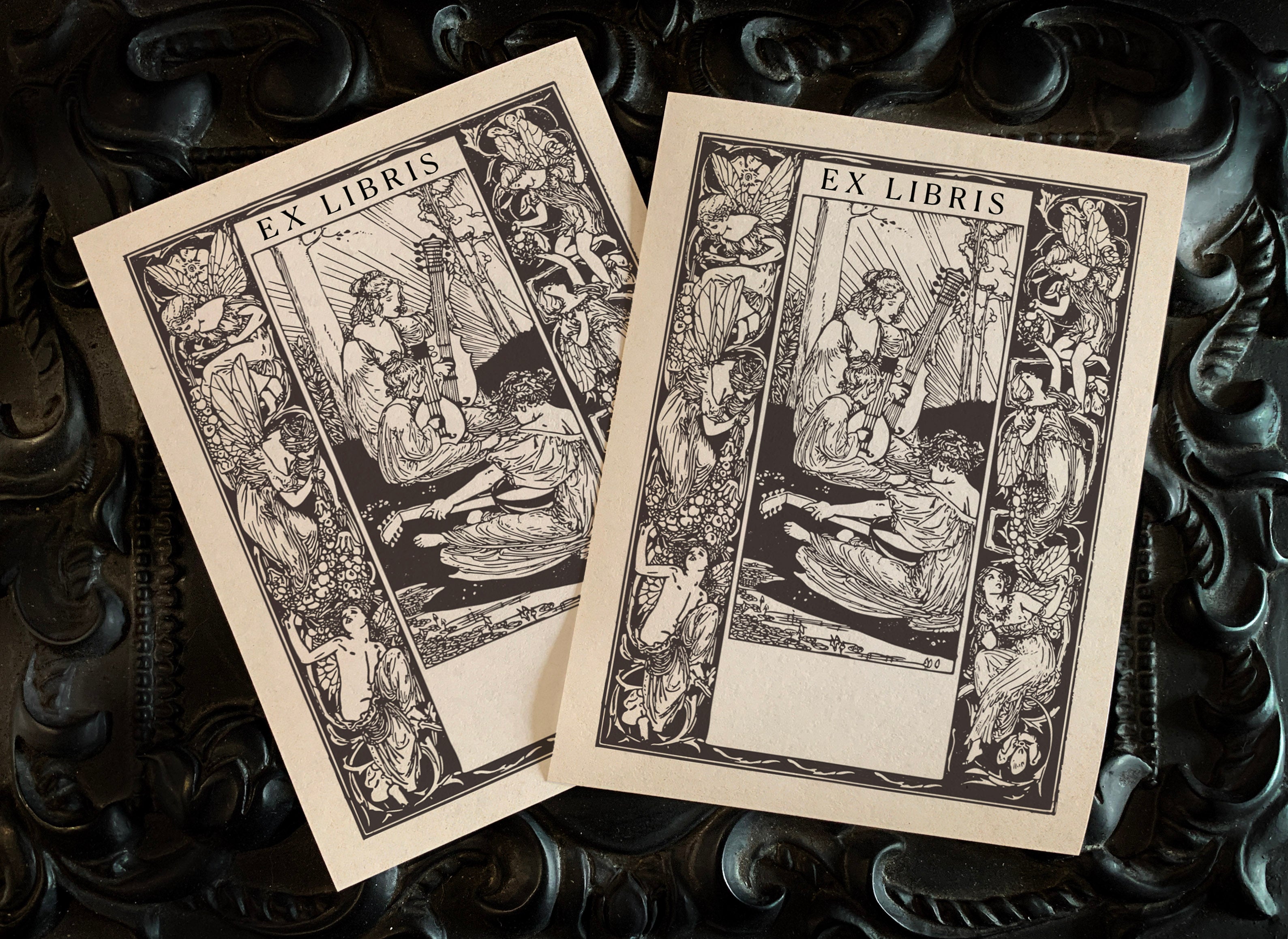 Fairy Music, Personalized Ex-Libris Bookplates, Crafted on Traditional Gummed Paper, 3in x 4in, Set of 30