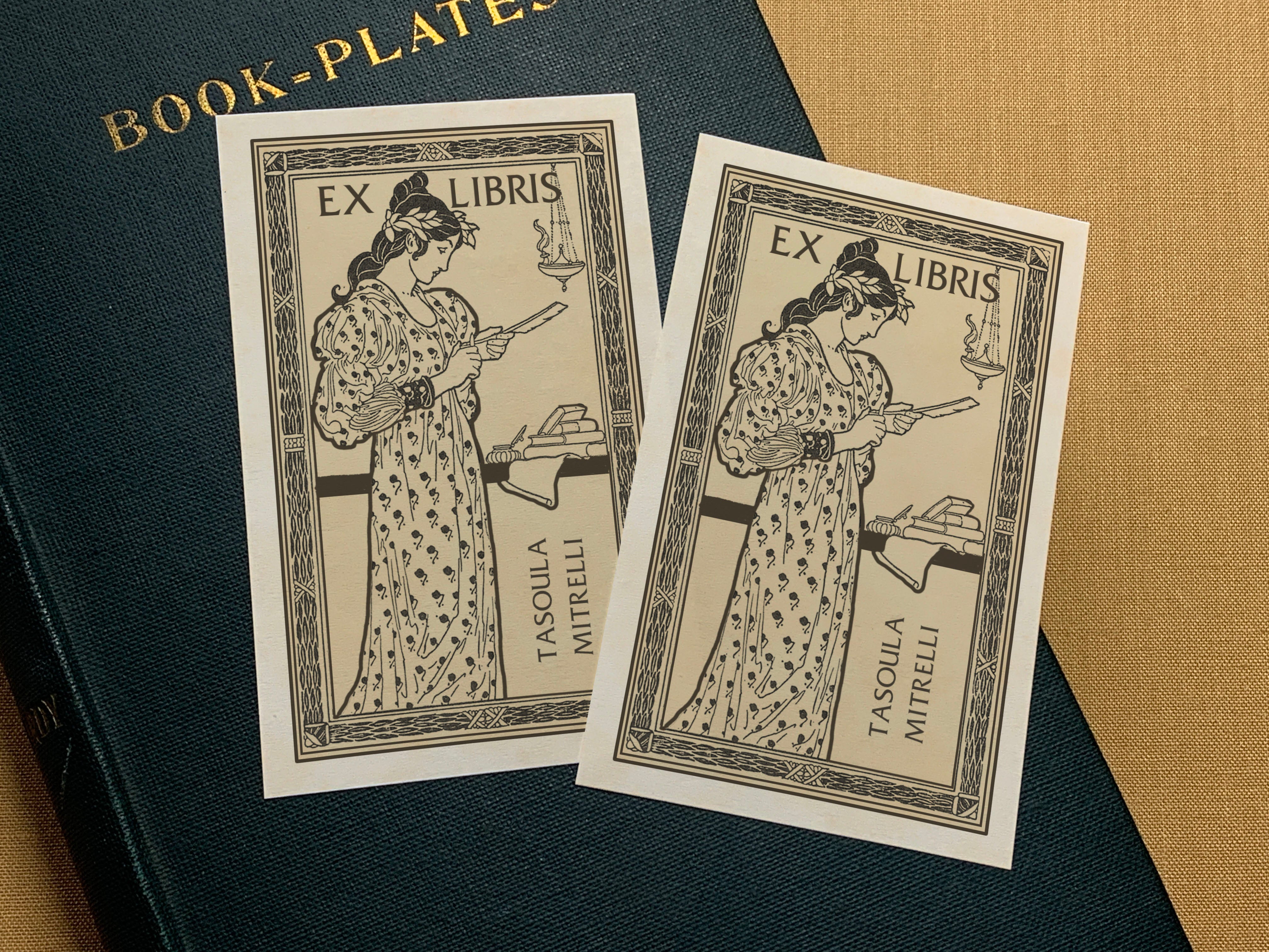 Sappho, Personalized Ex-Libris Bookplates, Crafted on Traditional Gummed Paper, 2.5in x 4in, Set of 30