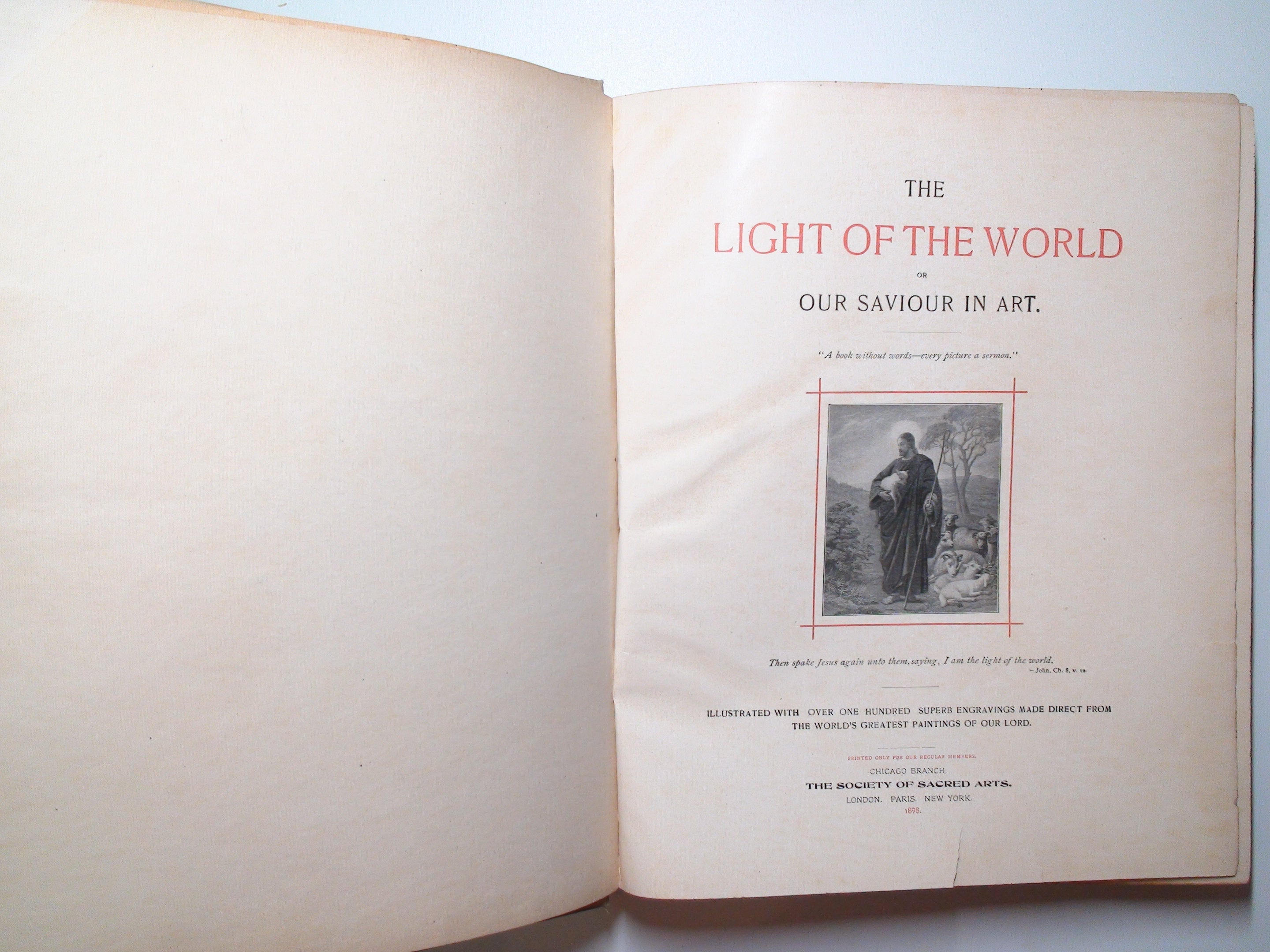 The Light of the World; Our Saviour in Art, Illustrated, 100+ Engravings, 1898