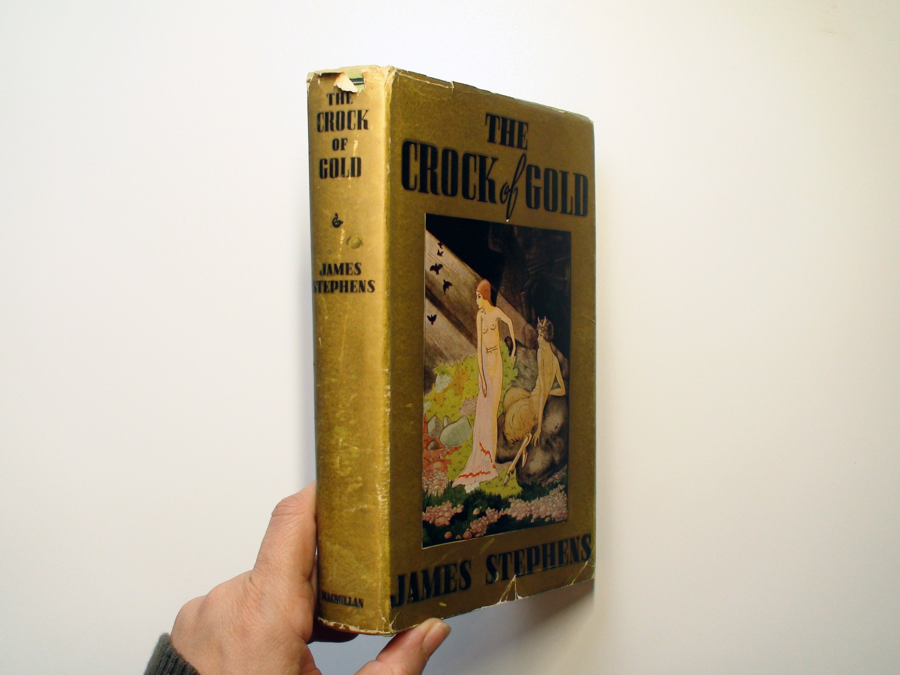 The Crock of Gold, James Stephens, w D/J, Macmillan Co., 1937, Vintage Fairytale