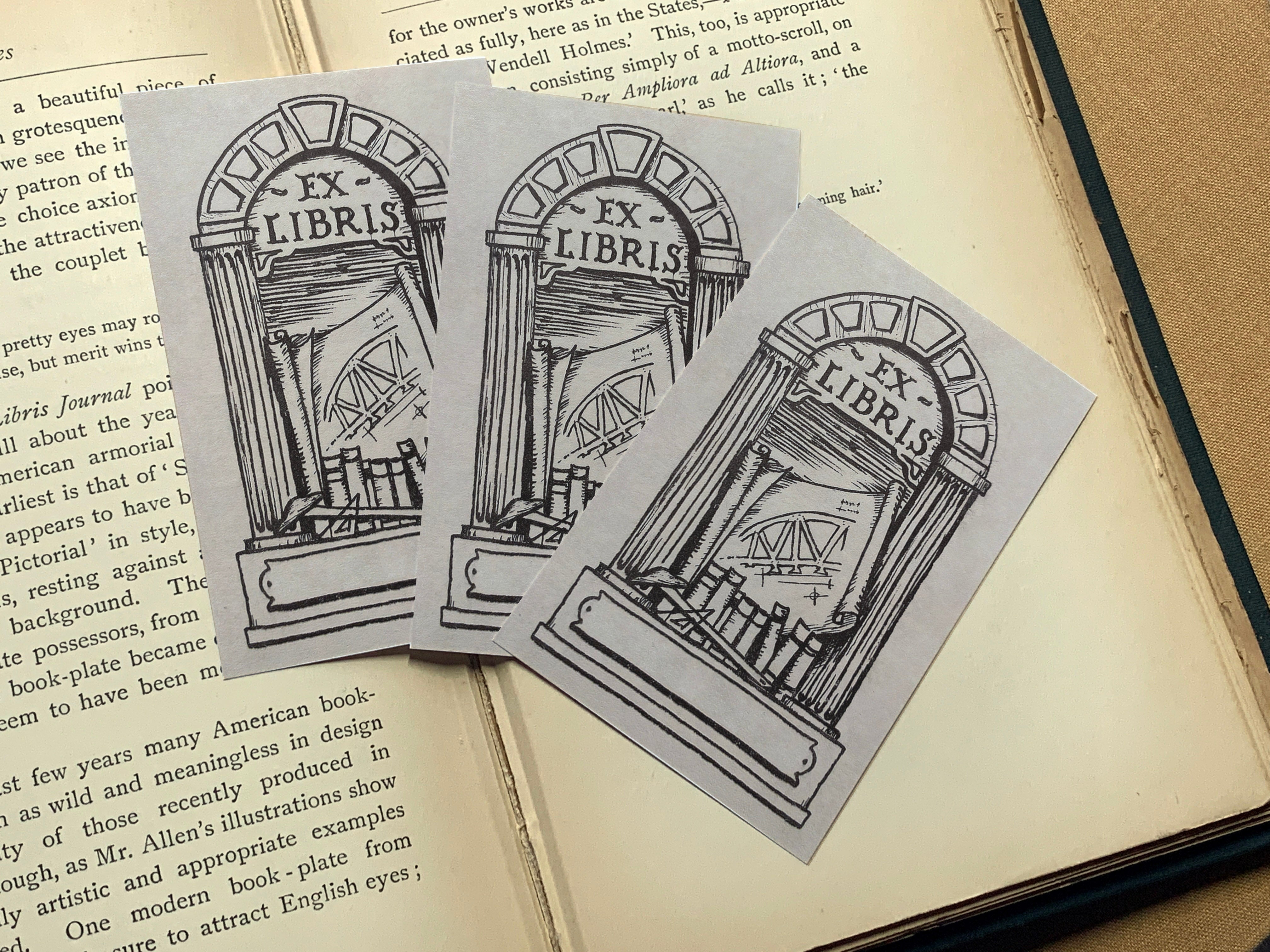 Custom Bookplates Architectural Arch, Personalized Ex-Libris Bookplates, Crafted on Trad ...