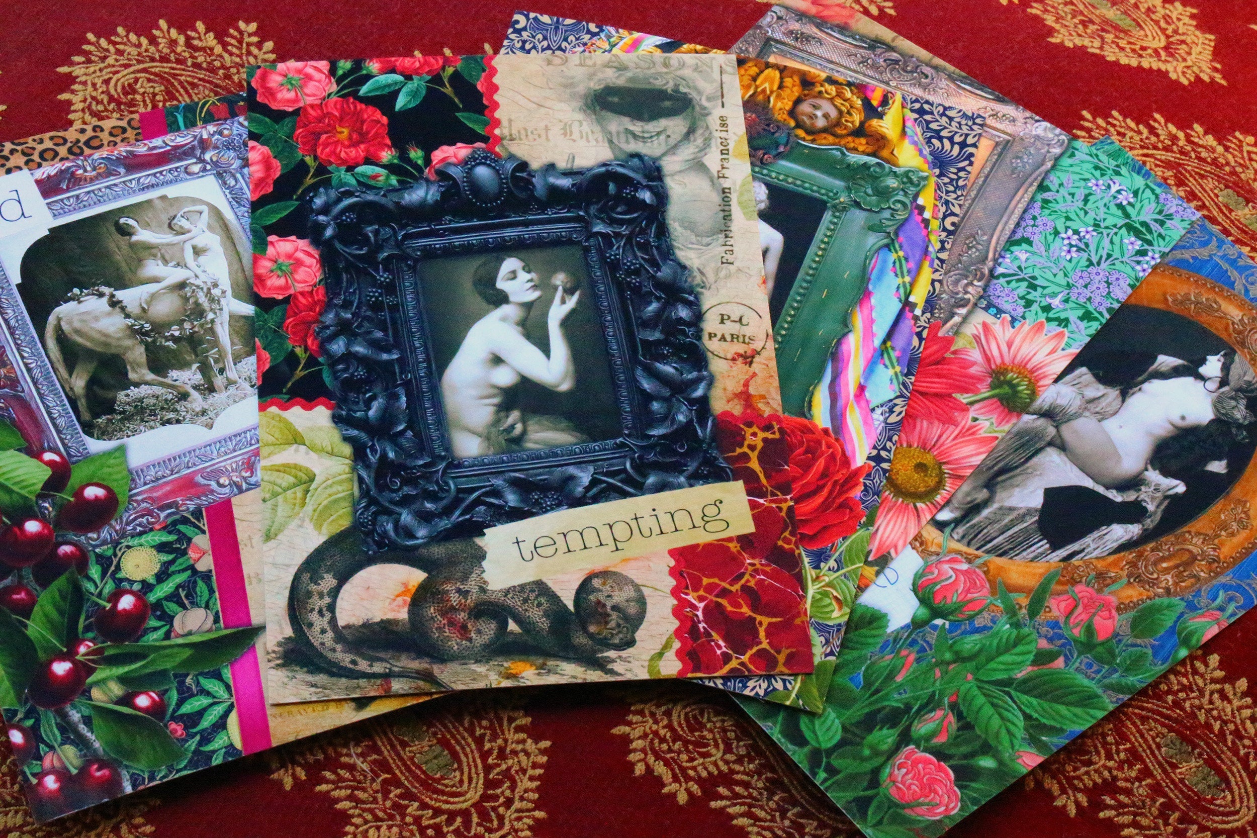 Victorian Boudoir Racy Postcard/Greeting Card Set, Exclusively Designed, 6 Designs, 12 Cards