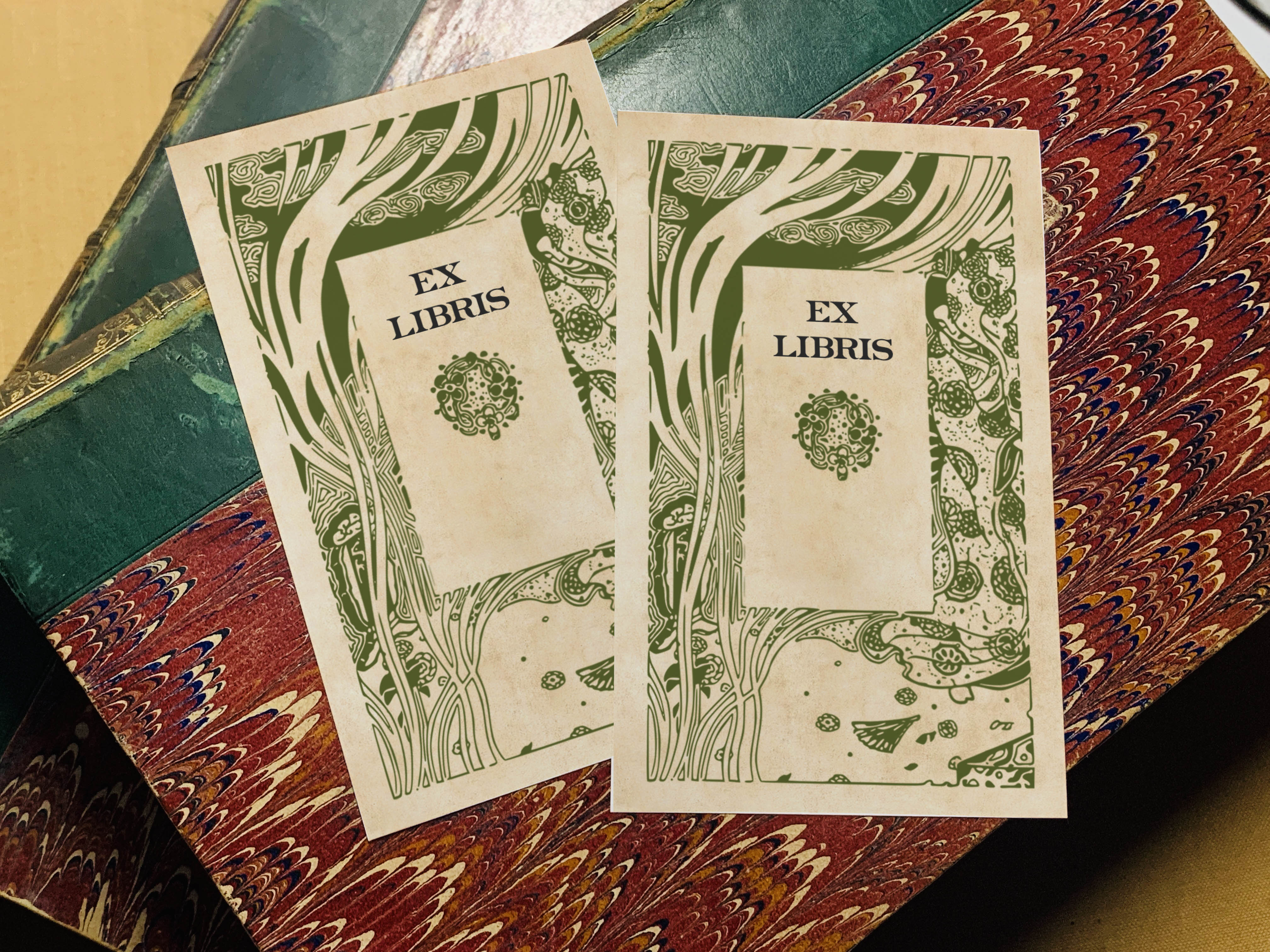 Geisha Woodcut, Personalized Ex-Libris Bookplates, Crafted on Traditional Gummed Paper, 2.5in x 4in, Set of 30