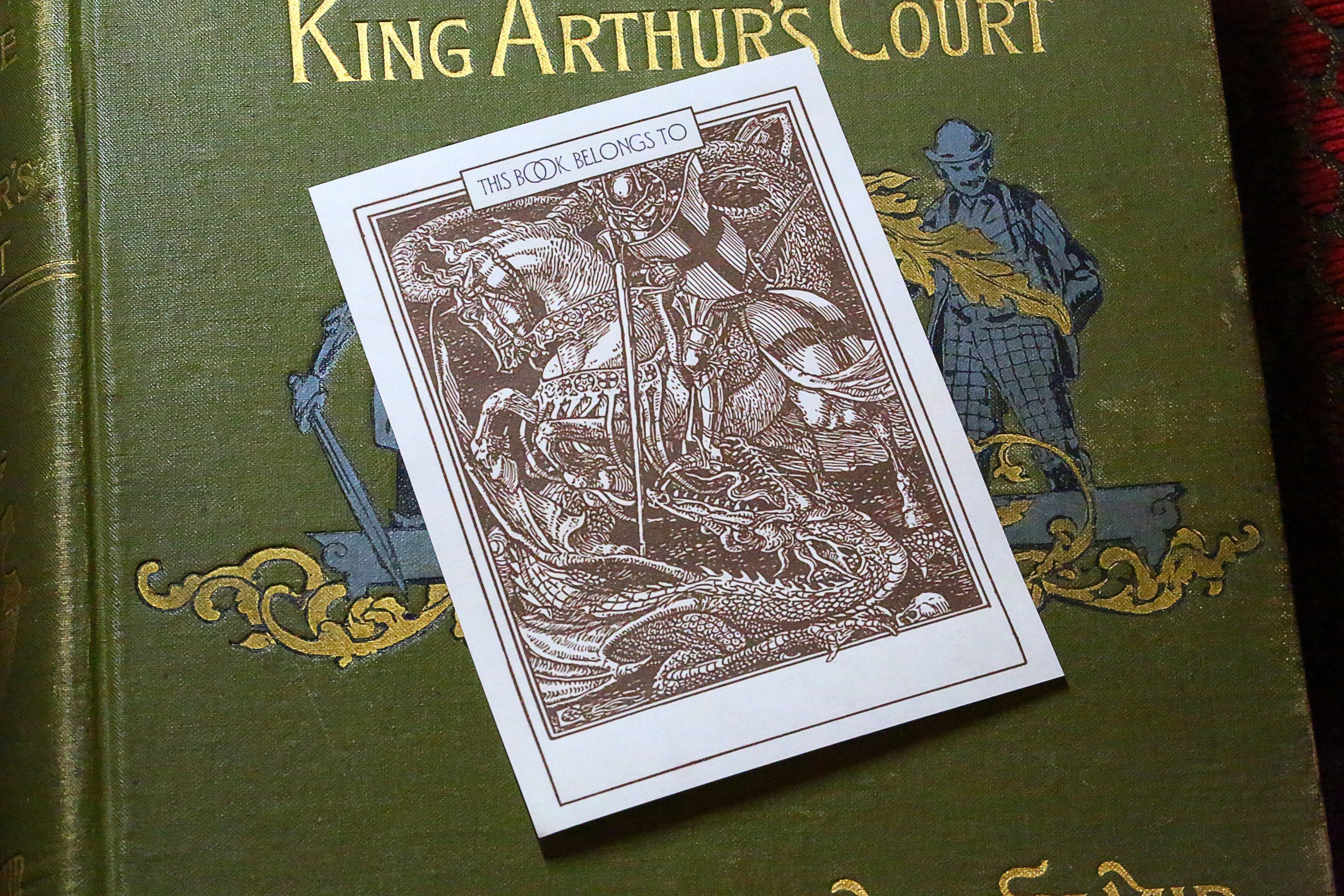 St. George and the Dragon, Personalized Ex-Libris Bookplates, Crafted on Traditional Gummed Paper, 3in x 4in, Set of 30