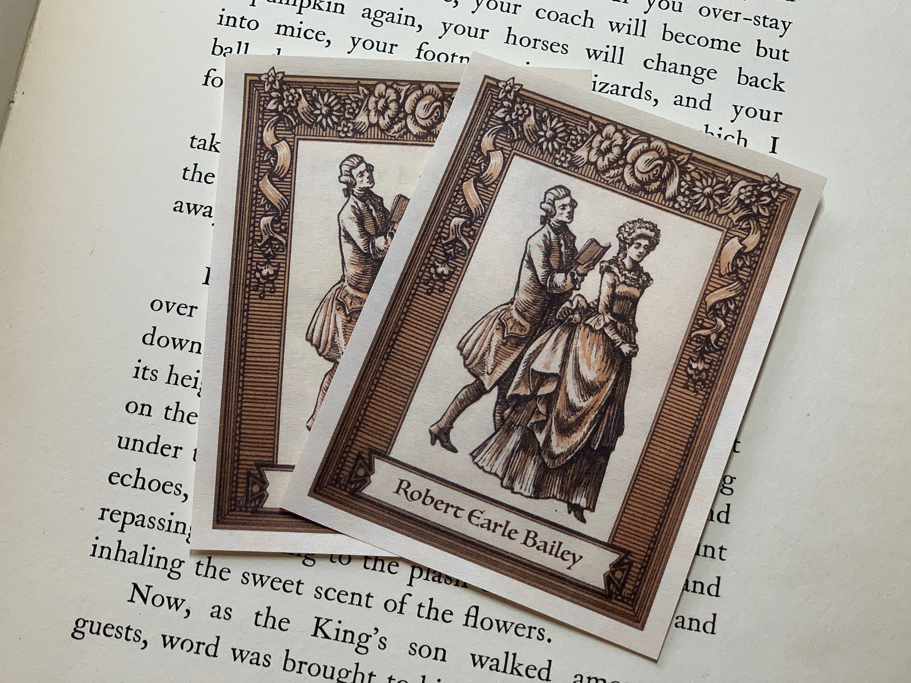 French Courtiers, Personalized Ex-Libris Bookplates, Crafted on Traditional Gummed Paper, 3in x 4in, Set of 30