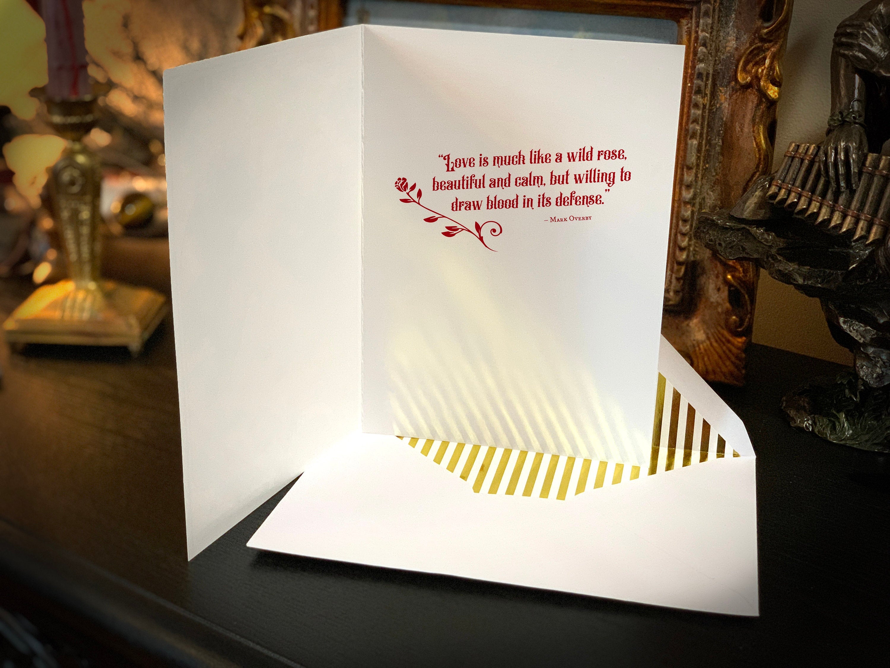 A Thorn Among the Roses, Lesbian Valentine's Day Greeting Card with Gold Foil Envelope, 1 Card/Envelope