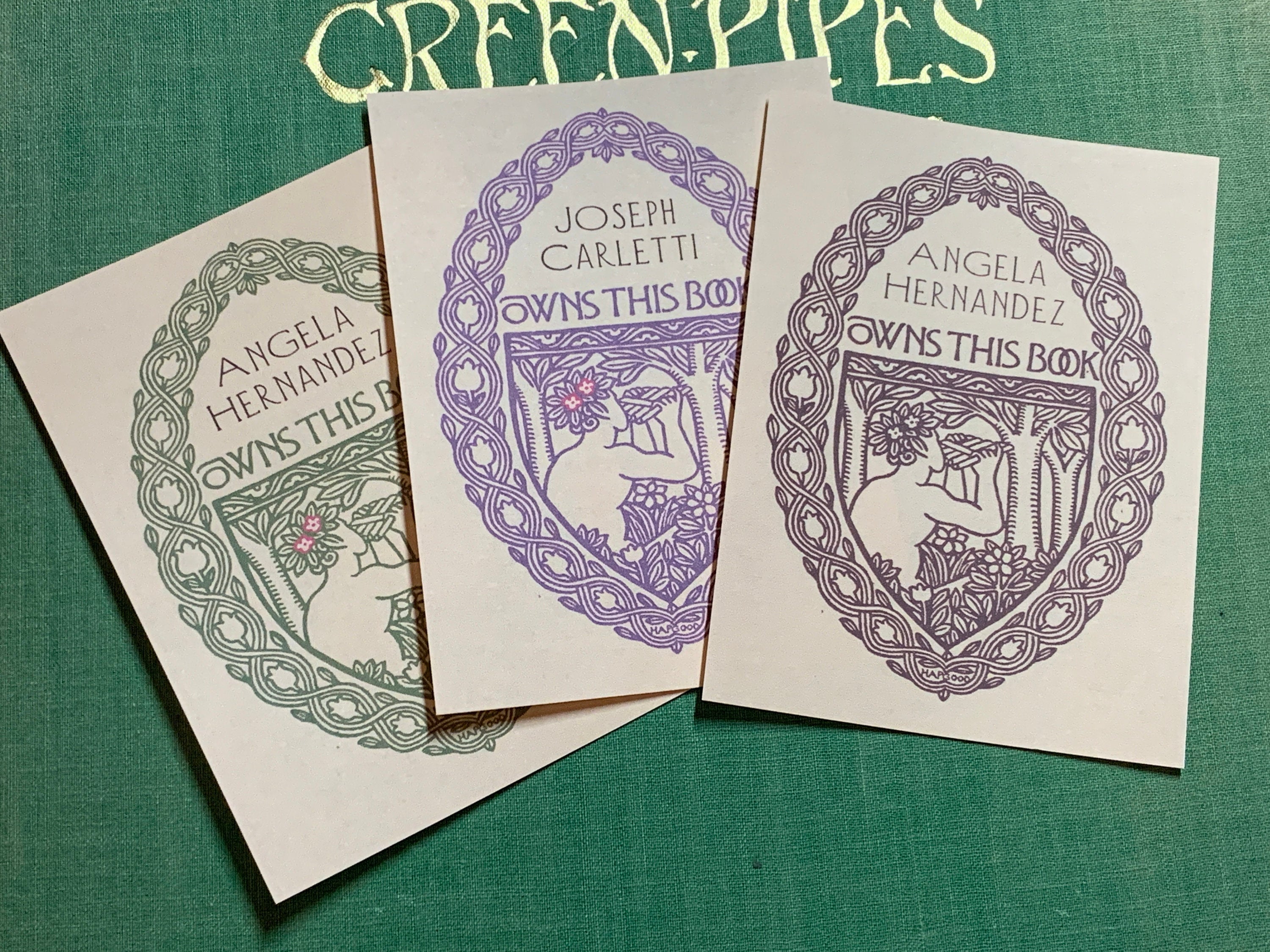 Pan Pipes, Personalized, Ex-Libris Bookplates, Crafted on Traditional Gummed Paper, 3in x 4in, Set of 30