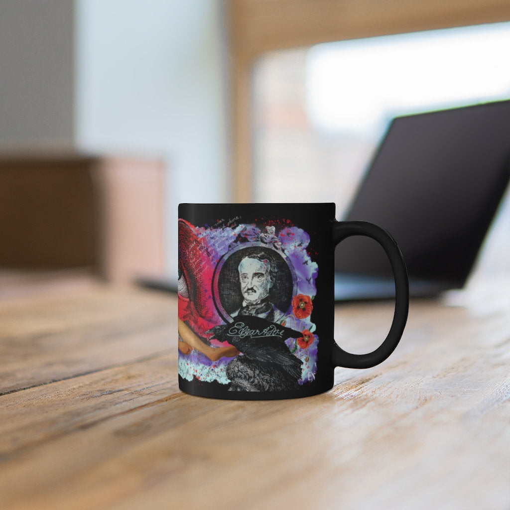 Edgar Allan Poe, Dream Within a Dream, Black Ceramic, 11oz Coffee Mug, Exclusively at Ebon et Noir