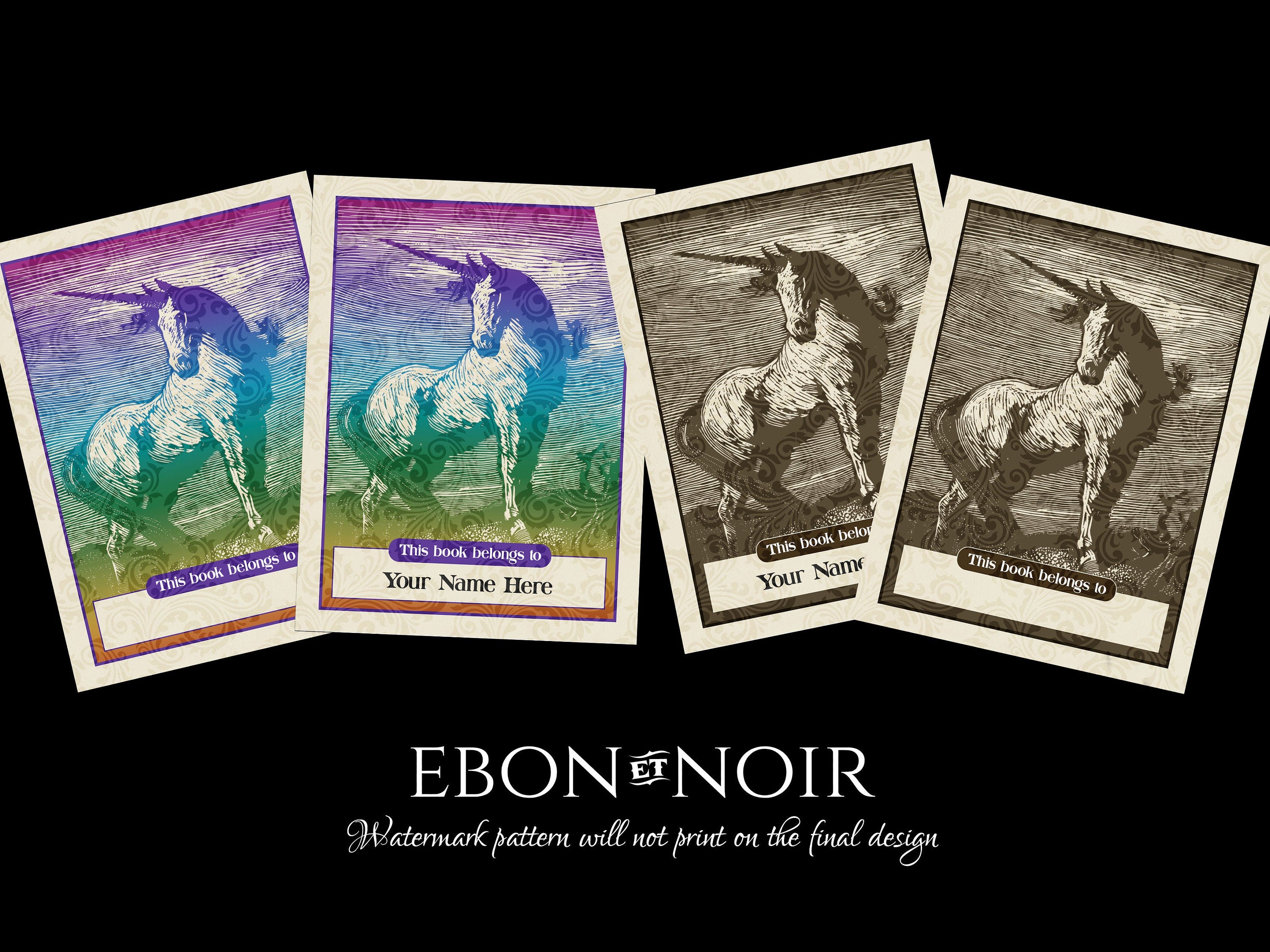 Unicorn by Lionel Lindsay, Personalized Ex-Libris Bookplates, Crafted on Traditional Gummed Paper, 3in x 4in, Set of 30