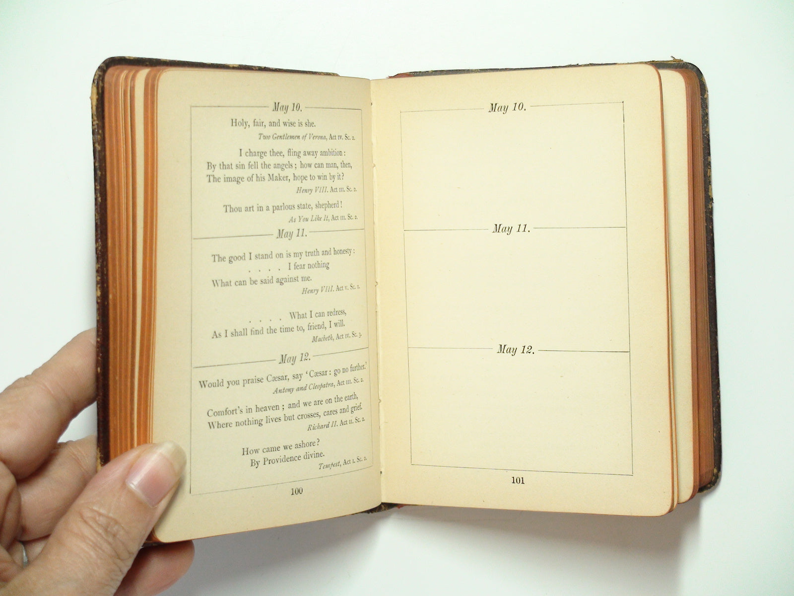 The Shakespeare Birthday Book, Ed. by Mary F. P. Dunbar, 105th Thousand, c1890s