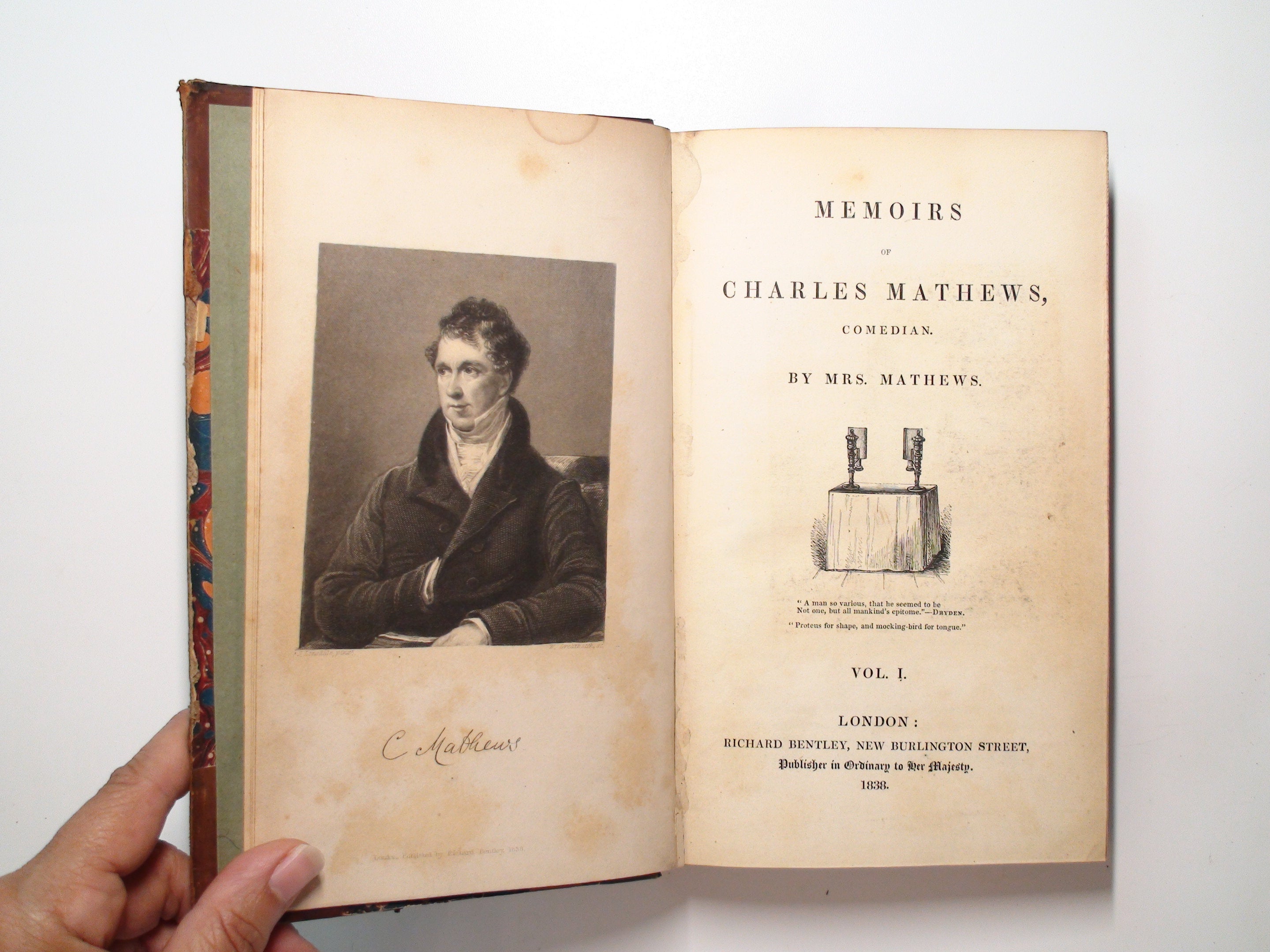 Memoirs Of Charles Mathews, 1st Ed, Leather, Complete in 4 Vol, 1838