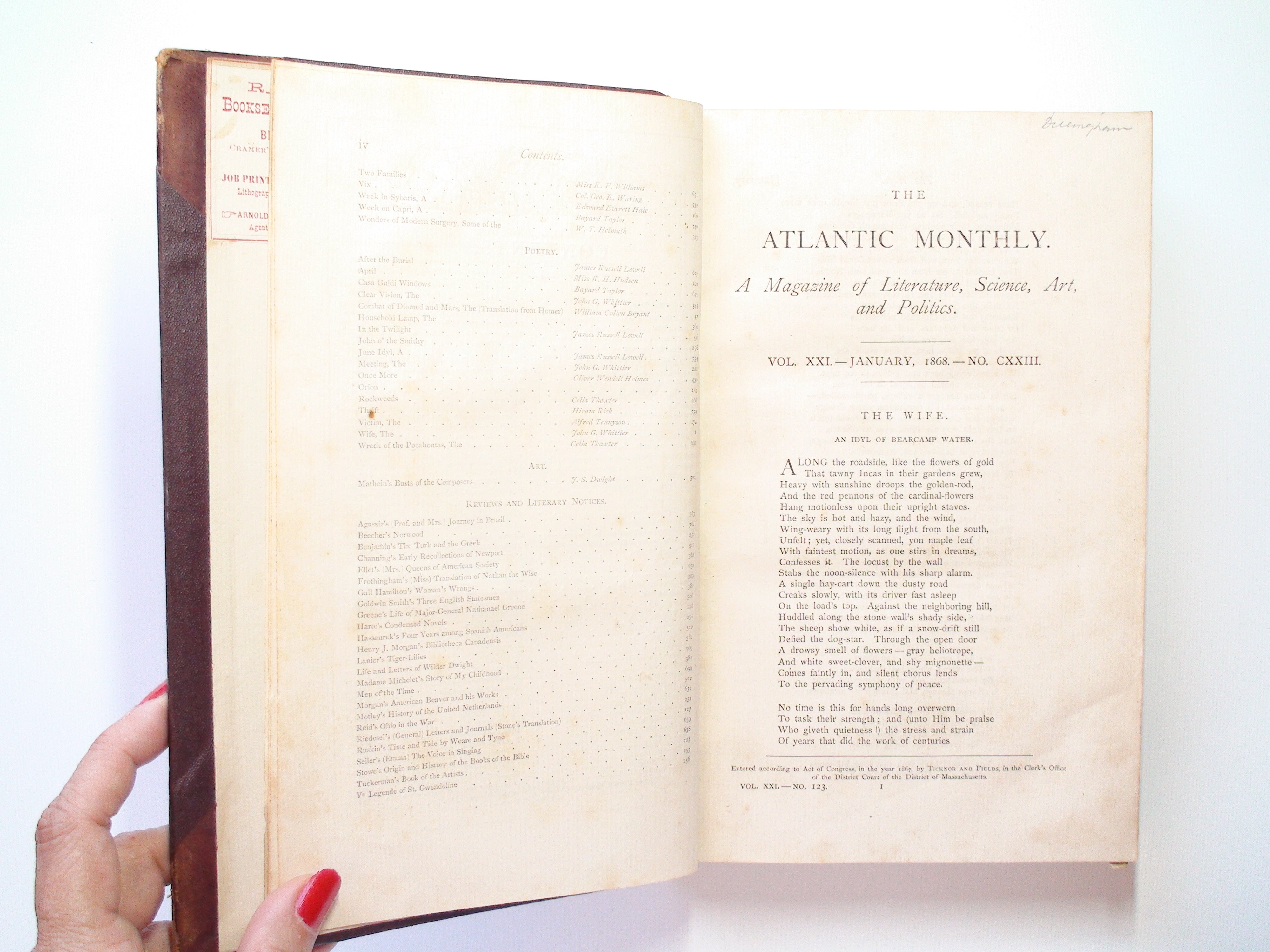 Atlantic Monthly Magazine Vols XXI and XXIV, Leather, 1st Ed, 1868-1869