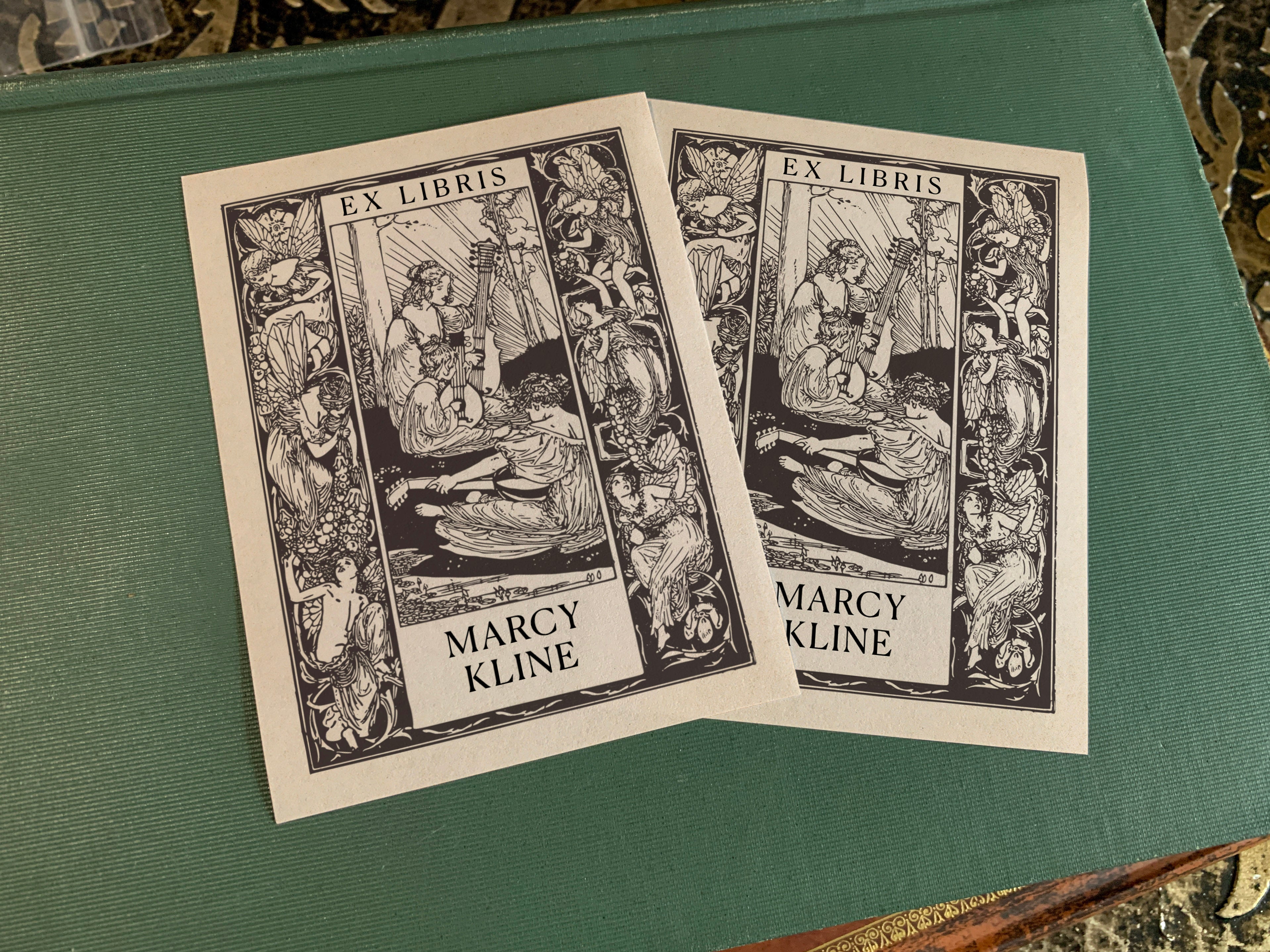 Fairy Music, Personalized Ex-Libris Bookplates, Crafted on Traditional Gummed Paper, 3in x 4in, Set of 30
