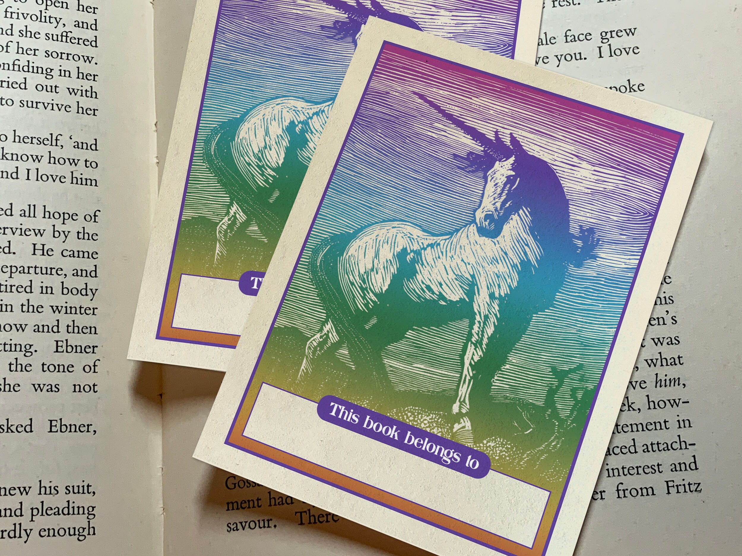 Unicorn by Lionel Lindsay, Personalized Ex-Libris Bookplates, Crafted on Traditional Gummed Paper, 3in x 4in, Set of 30