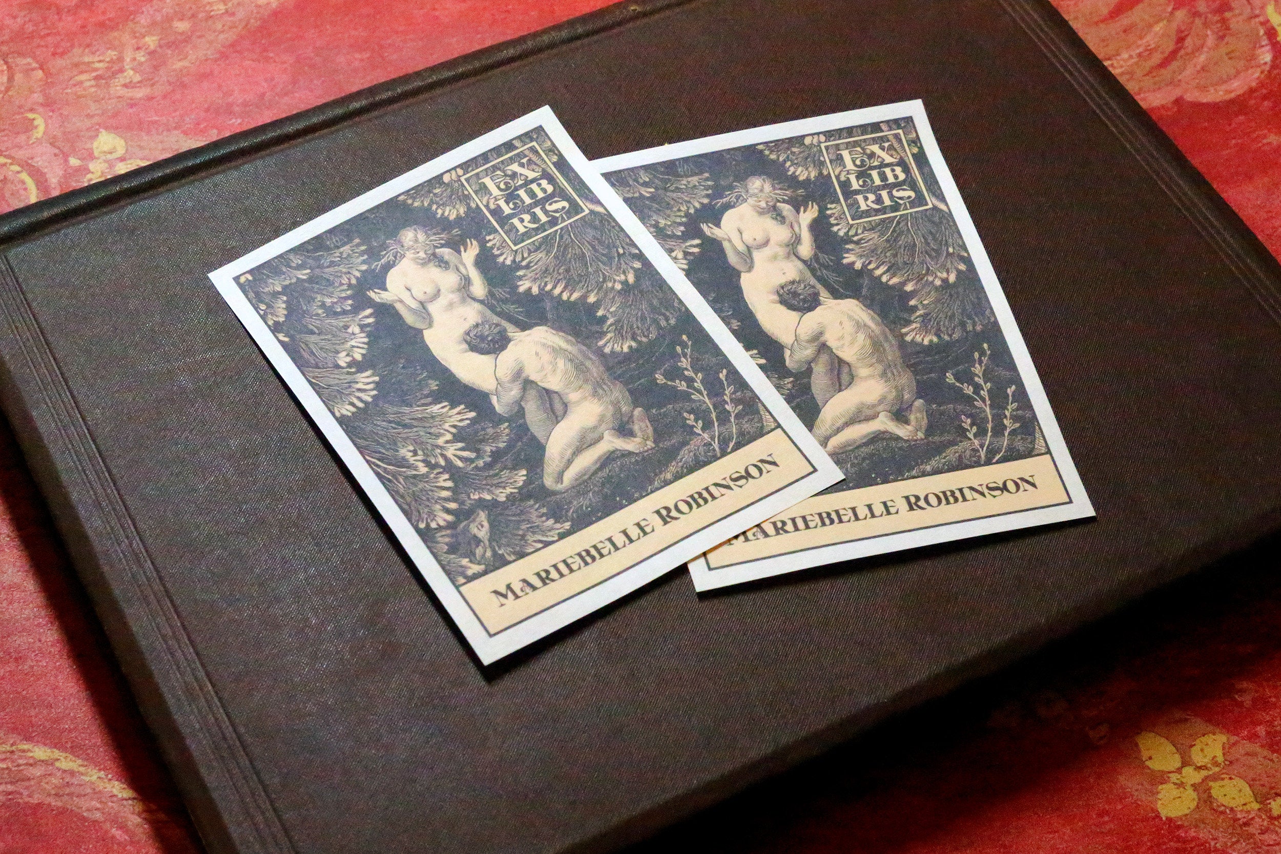In Paradise, Personalized Erotic Ex-Libris Bookplates, Crafted on Traditional Gummed Paper, 3in x 4in, Set of 30