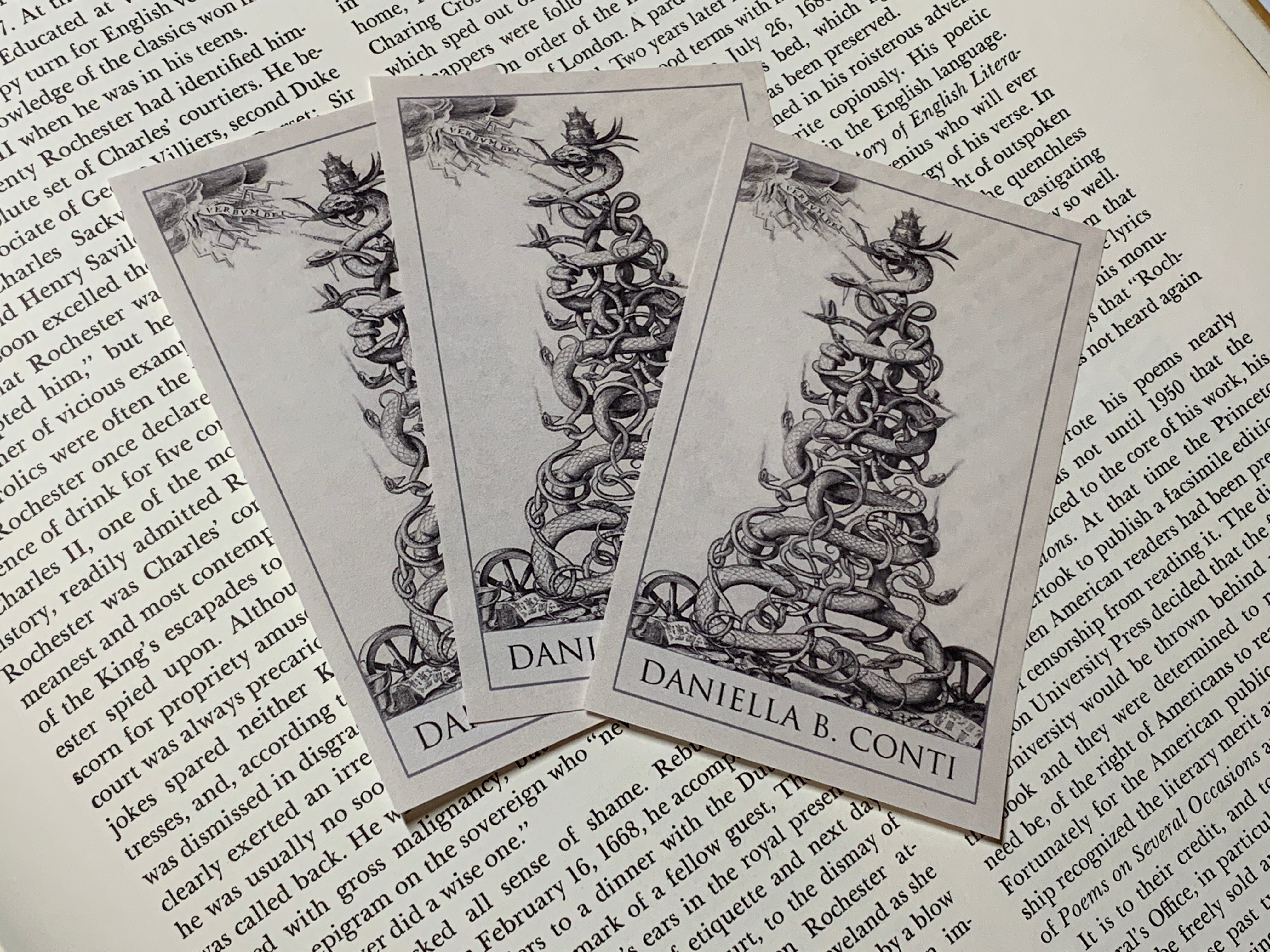 Snake Tower, Personalized Ex-Libris Bookplates, Crafted on Traditional Gummed Paper, 4in x 2.5in, Set of 30