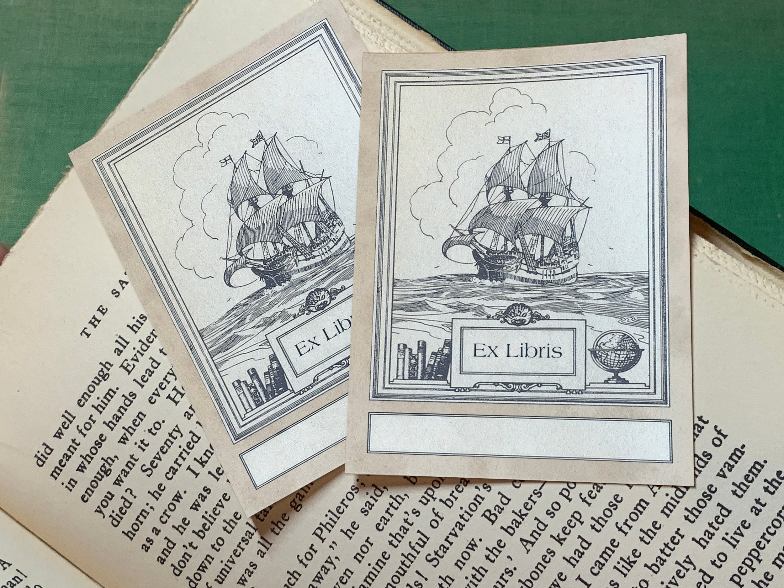 Trade Winds, Personalized Naval Ex-Libris Bookplates, Crafted on Traditional Gummed Paper, 3in x 4in, Set of 30