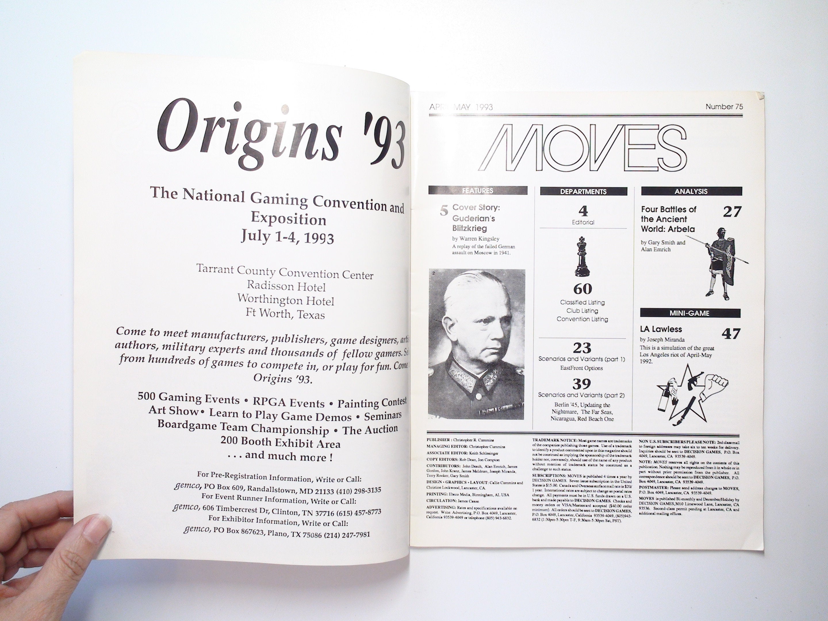 SPI Moves, No 64 (1991), No 75 (1993), Vintage War Gaming & Simulation Magazine