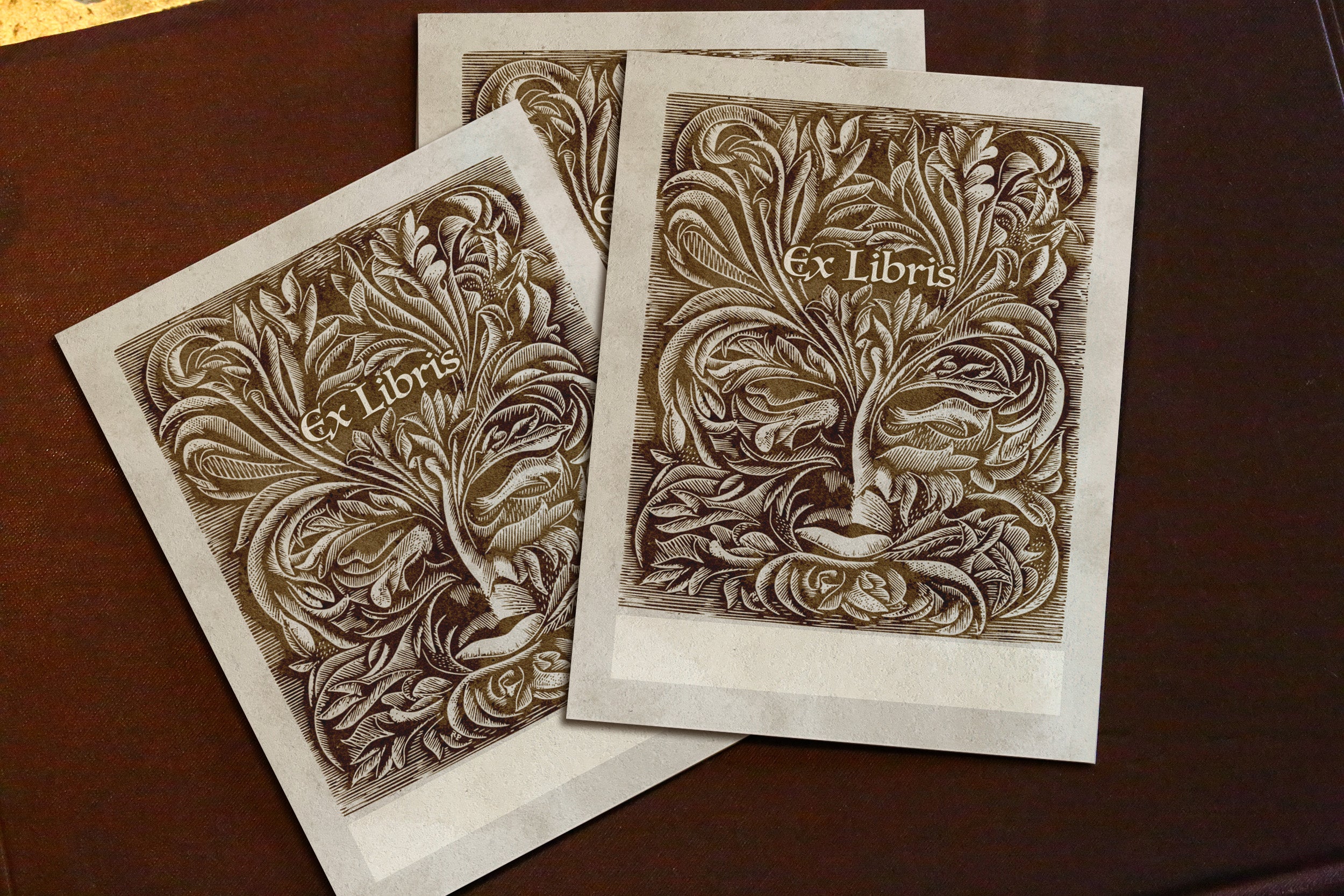 Green Man, Personalized Ex-Libris Bookplates, Crafted on Traditional Gummed Paper, 3in x 4in, Set of 30