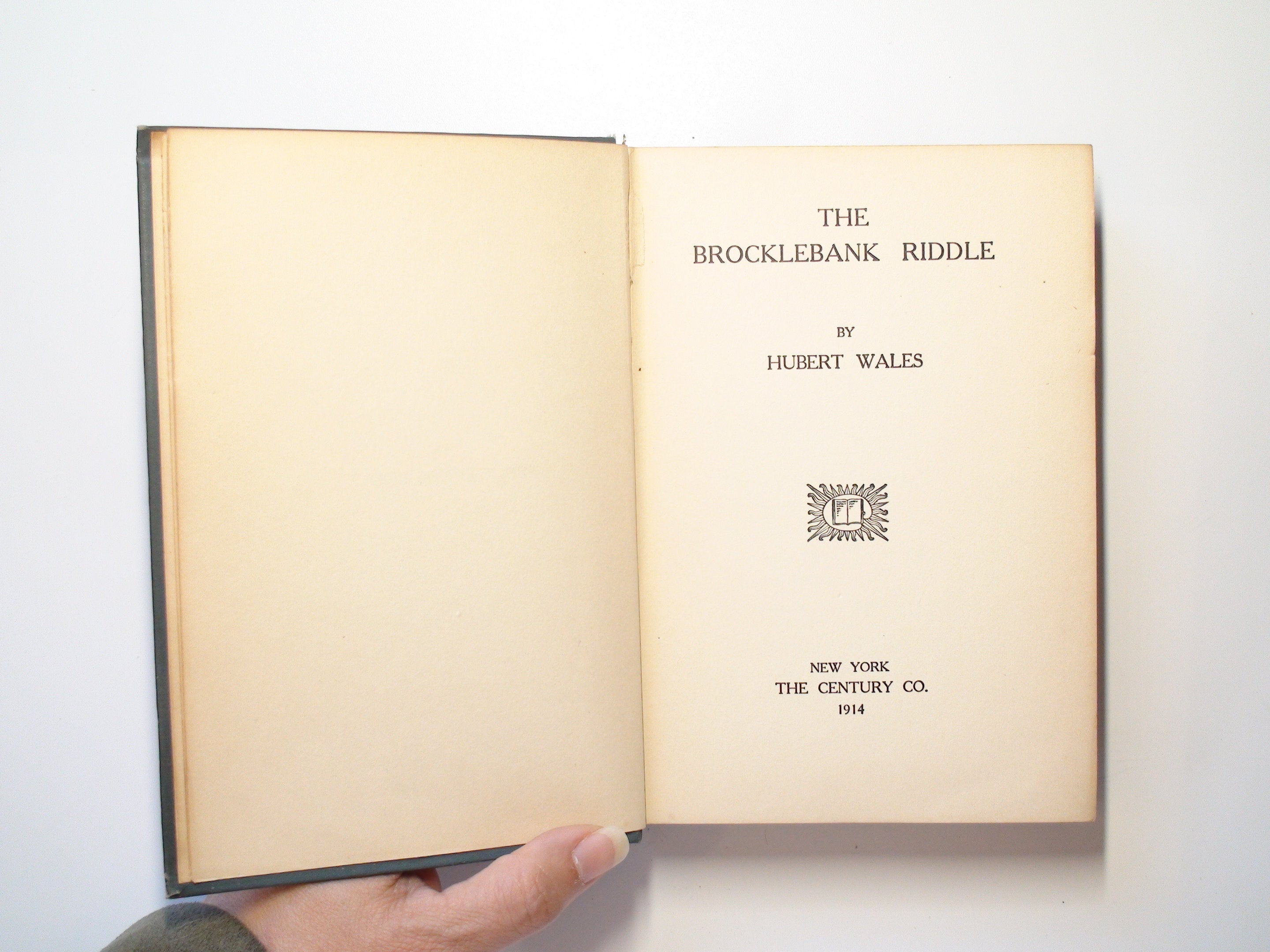 The Brocklebank Riddle, By Hubert Wales, 1st Ed, Occult Novel, 1914