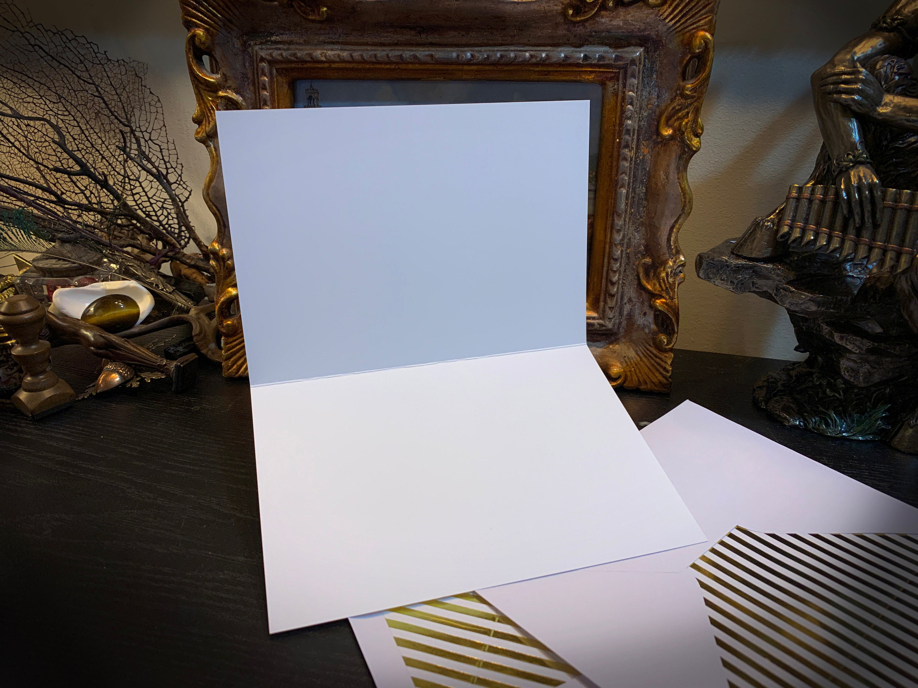 Flammarion, Celestial Greeting Card with Elegant Striped Gold Foil Envelope, 1 Card/Envelope