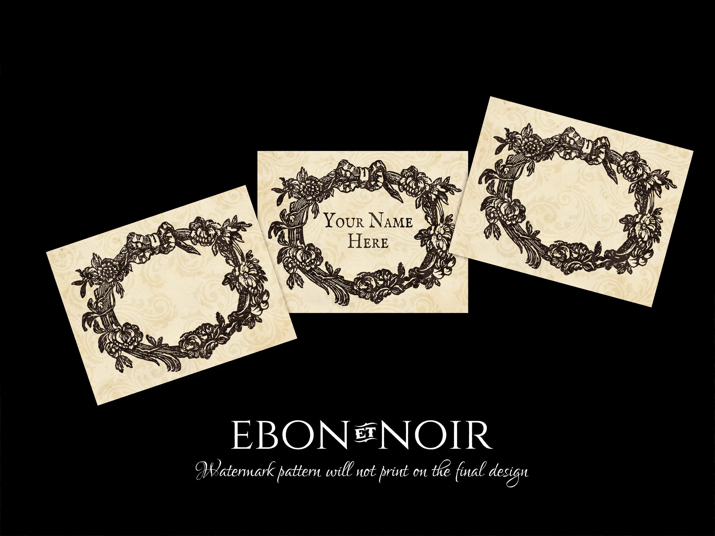 Rose Wreath, Personalized Ex-Libris Bookplates/Labels, Crafted on Traditional Gummed Paper, 3.25in x 2.5in, Set of 30