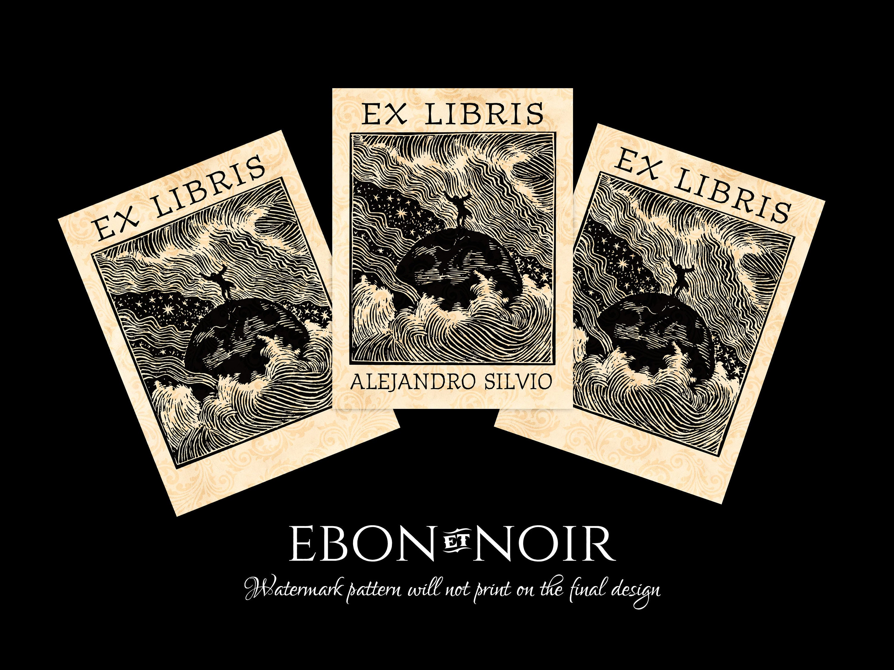 On Top of the World, Personalized Ex-Libris Bookplates, Crafted on Traditional Gummed Paper, 3in x 4in, Set of 30