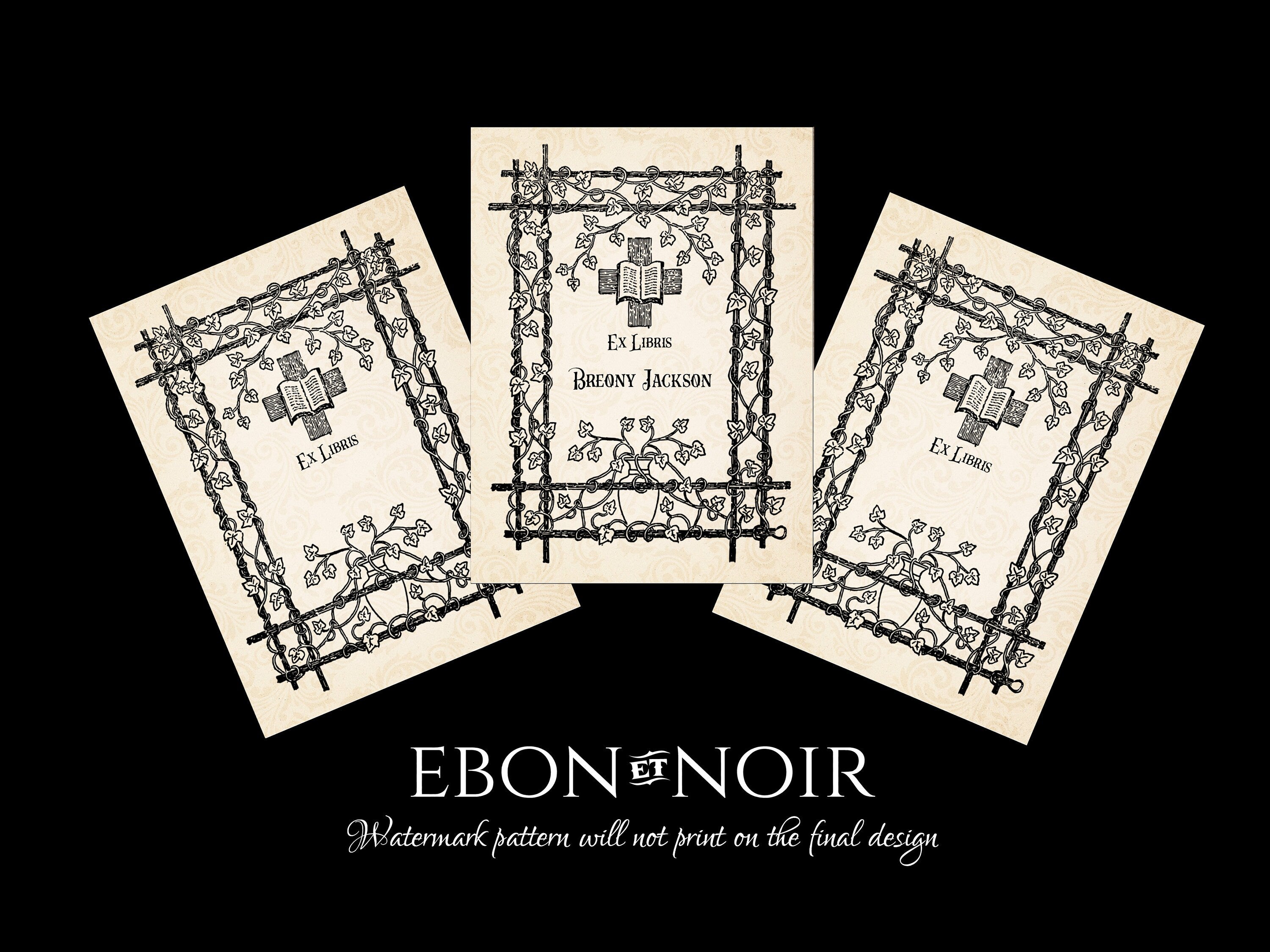 Sacred Cross, Personalized Christian Ex-Libris Bookplates, Crafted on Traditional Gummed Paper, 3in x 4in, Set of 30