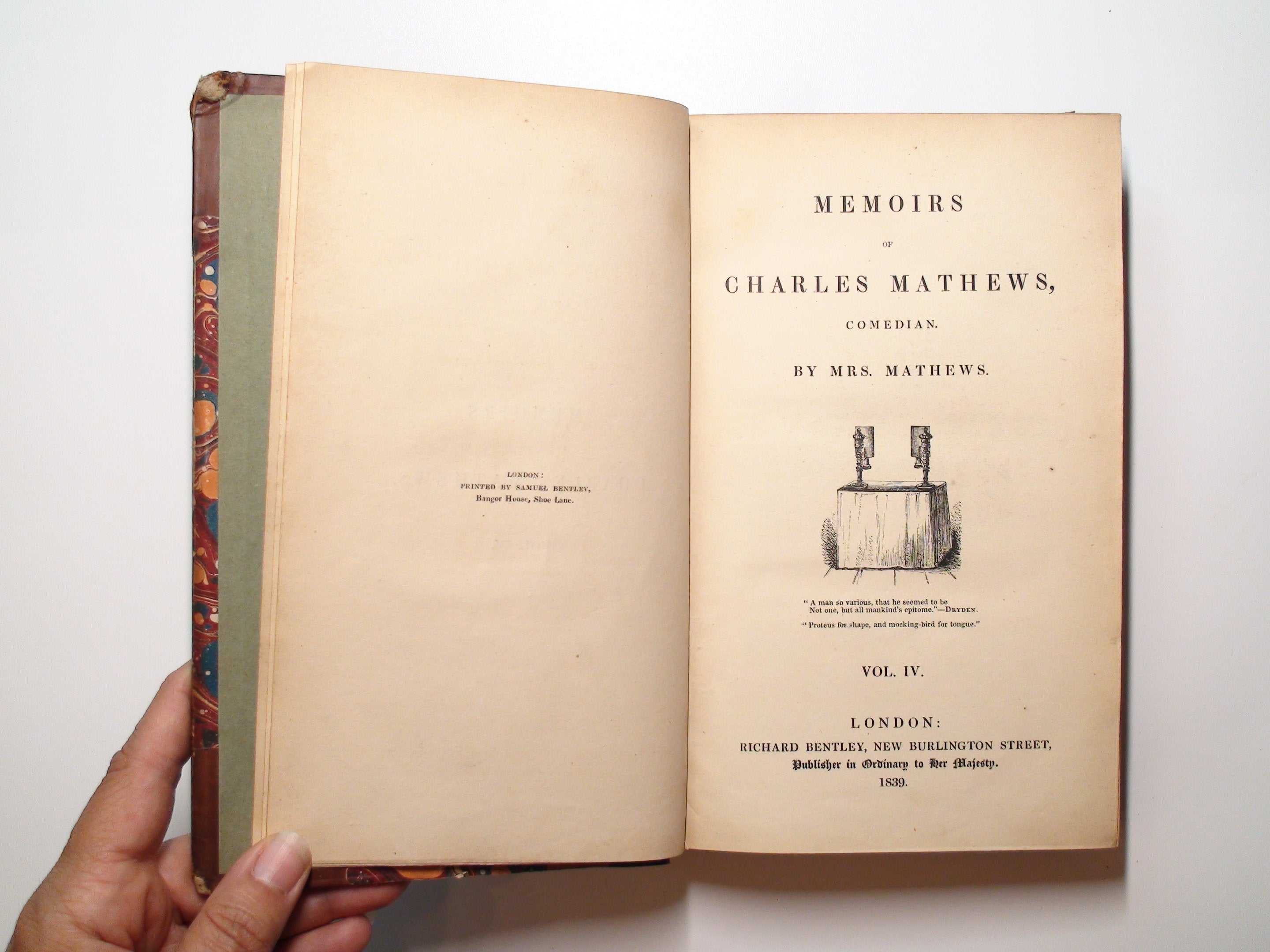 Memoirs Of Charles Mathews, 1st Ed, Leather, Complete in 4 Vol, 1838