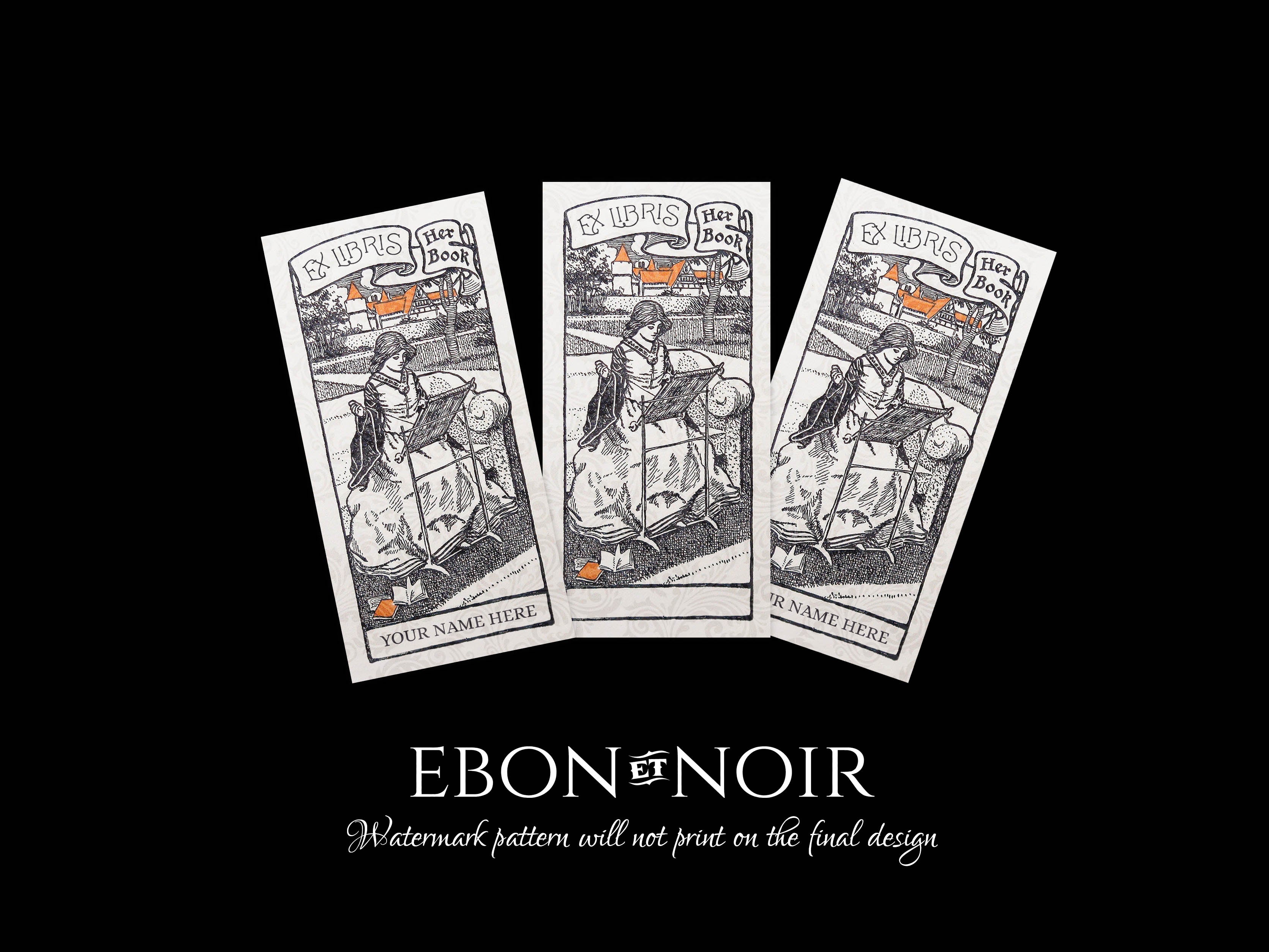 Maiden Spinning Loom, Personalized Ex-Libris Bookplates FOR HER, Crafted on Traditional Gummed Paper, 2in x 4in, Set of 30