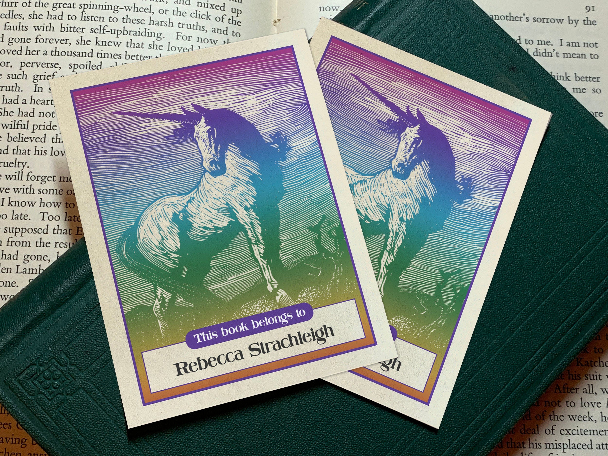 Unicorn by Lionel Lindsay, Personalized Ex-Libris Bookplates, Crafted on Traditional Gummed Paper, 3in x 4in, Set of 30