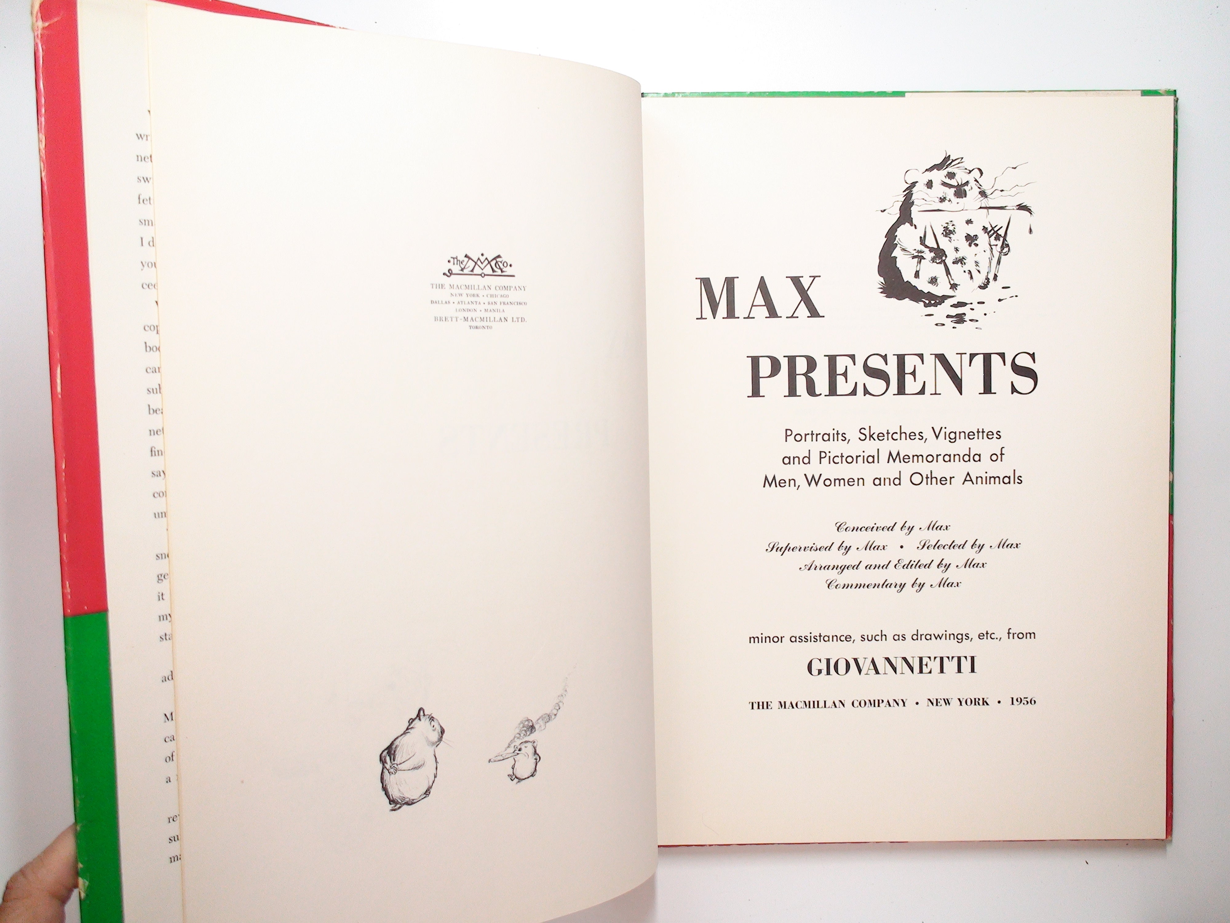 Max Presents Portraits, Sketches and Vignettes, Luigi Giovannetti, 1st Ed, 1956