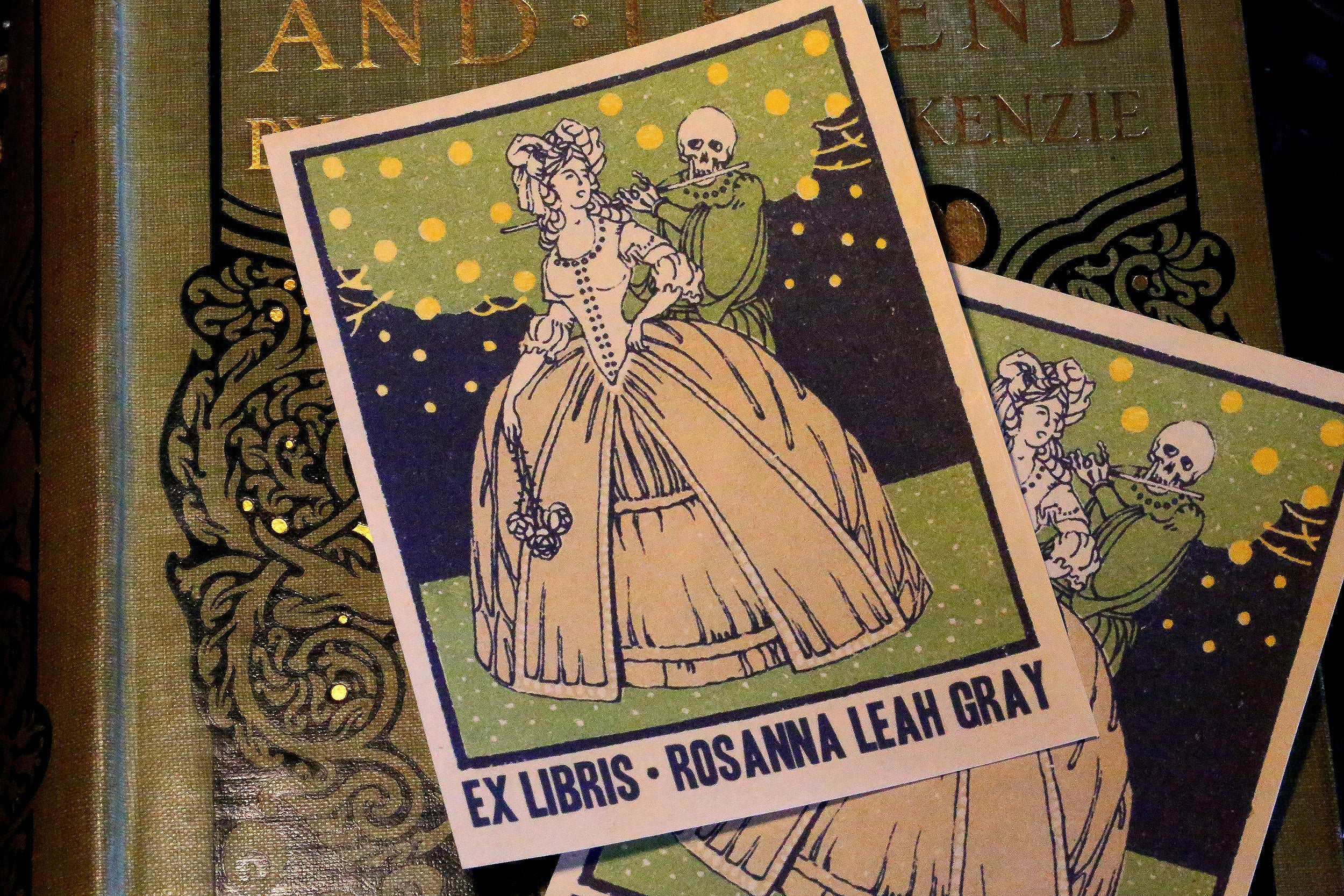 Death Wooing Beauty, Personalized Ex-Libris Bookplates, Crafted on Traditional Gummed Paper, 3in x 4in, Set of 30