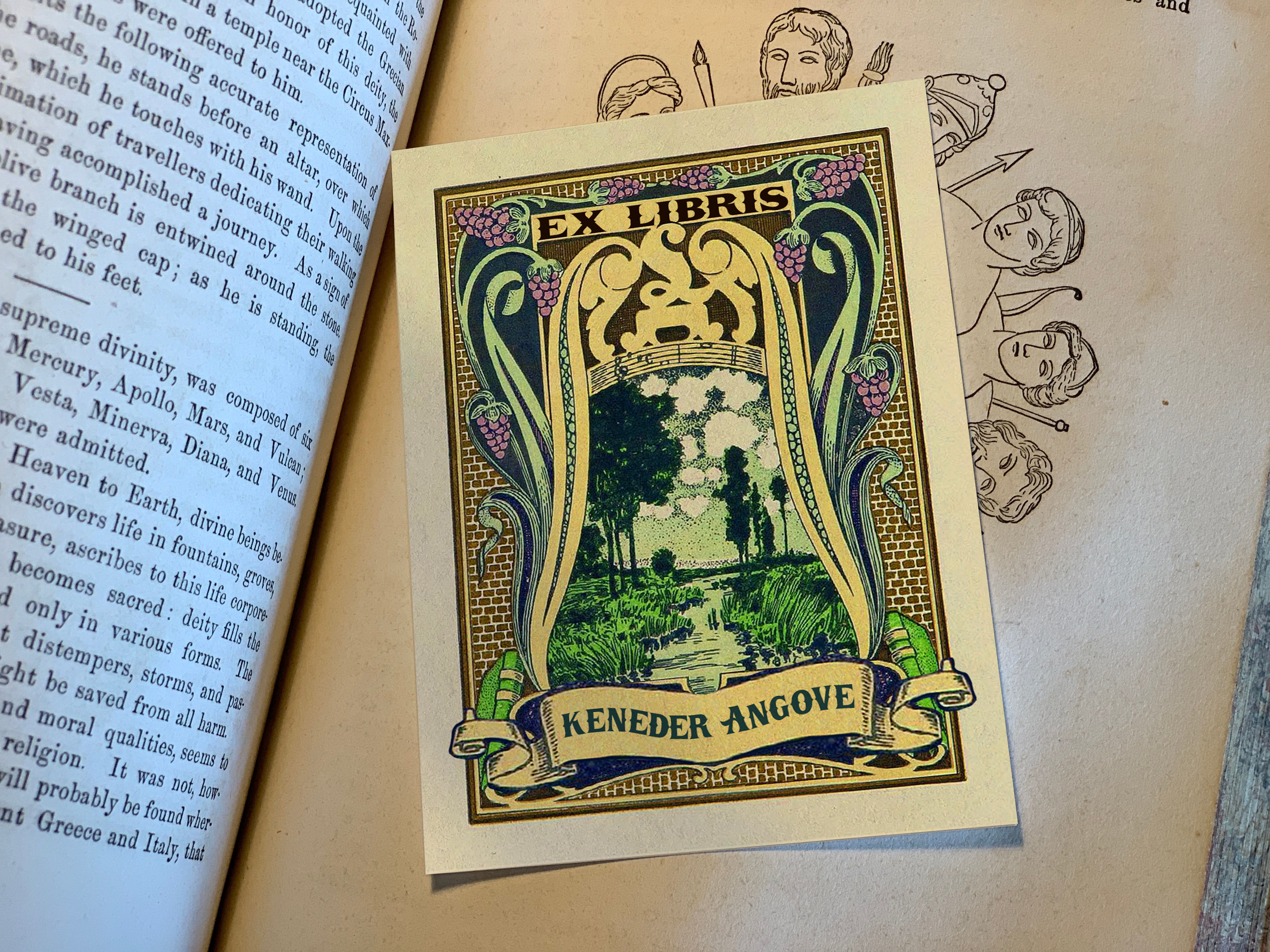 Lake View, Personalized Ex-Libris Bookplates, Crafted on Traditional Gummed Paper, 3in x 4in, Set of 30