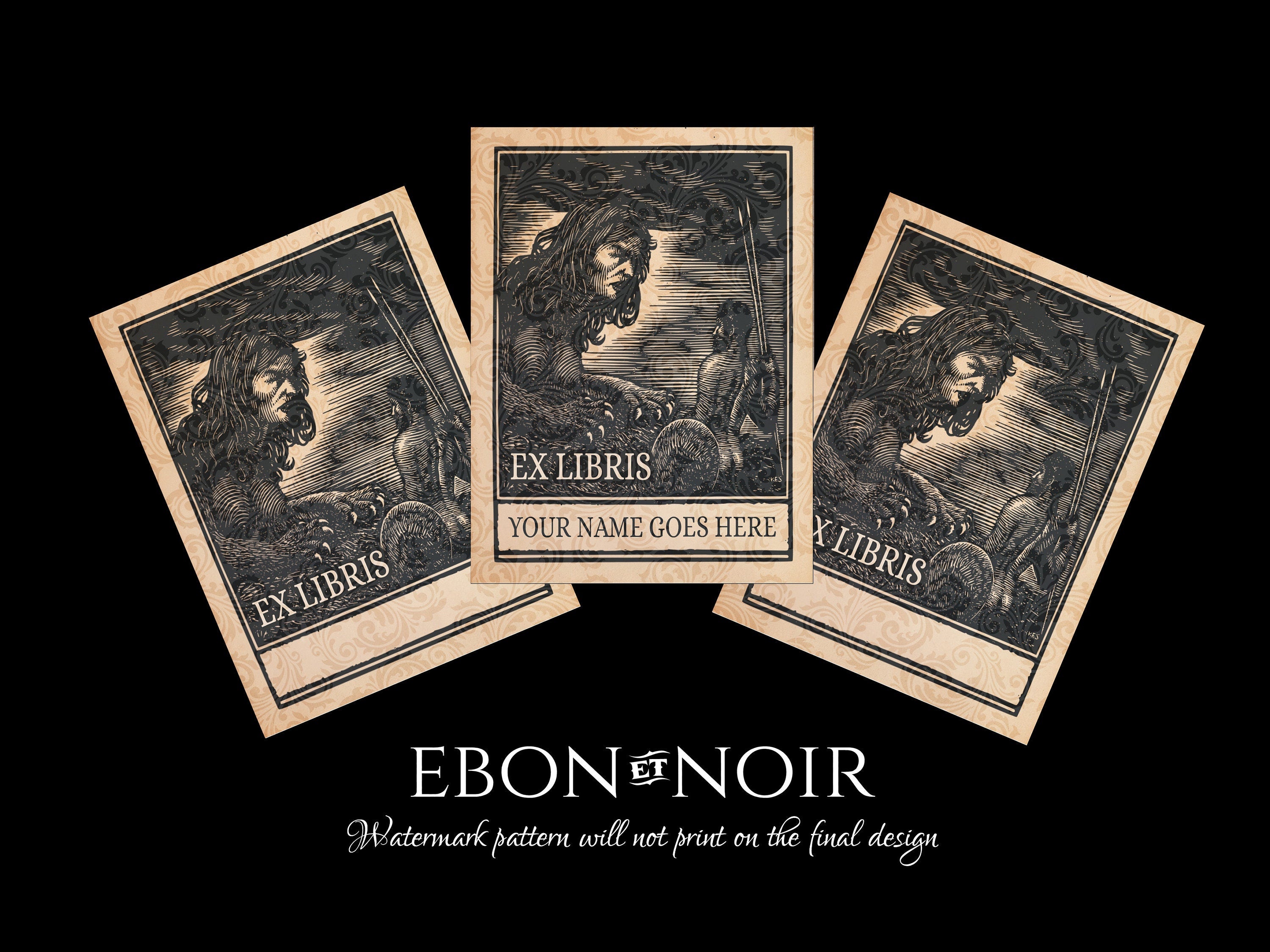 Oedipus and the Sphinx, Personalized Ex-Libris Bookplates, Crafted on Traditional Gummed Paper, 3in x 4in, Set of 30