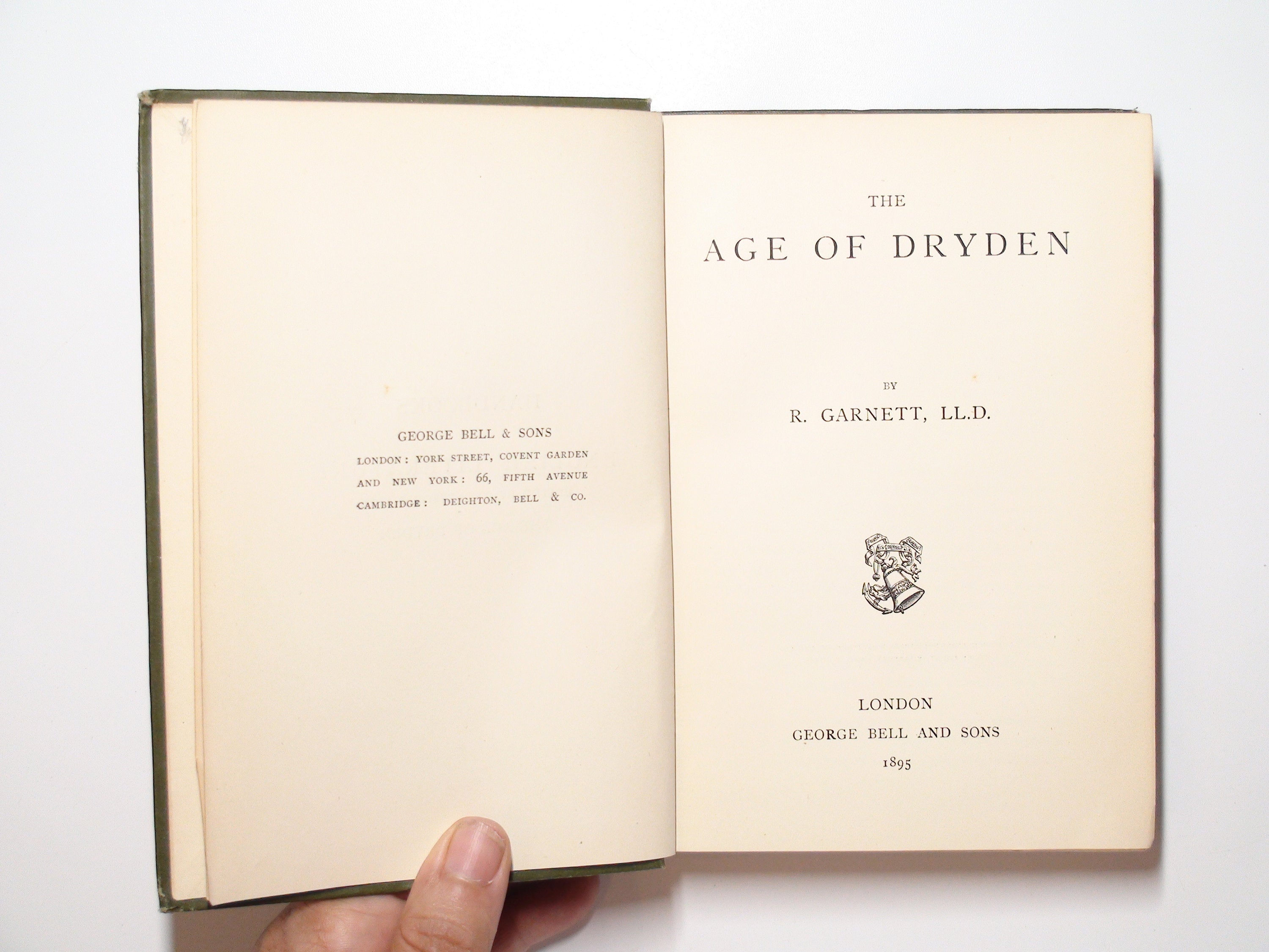 The Age of Dryden by R. Garnett, George Bell and Sons, Rare, 1st Ed, 1895