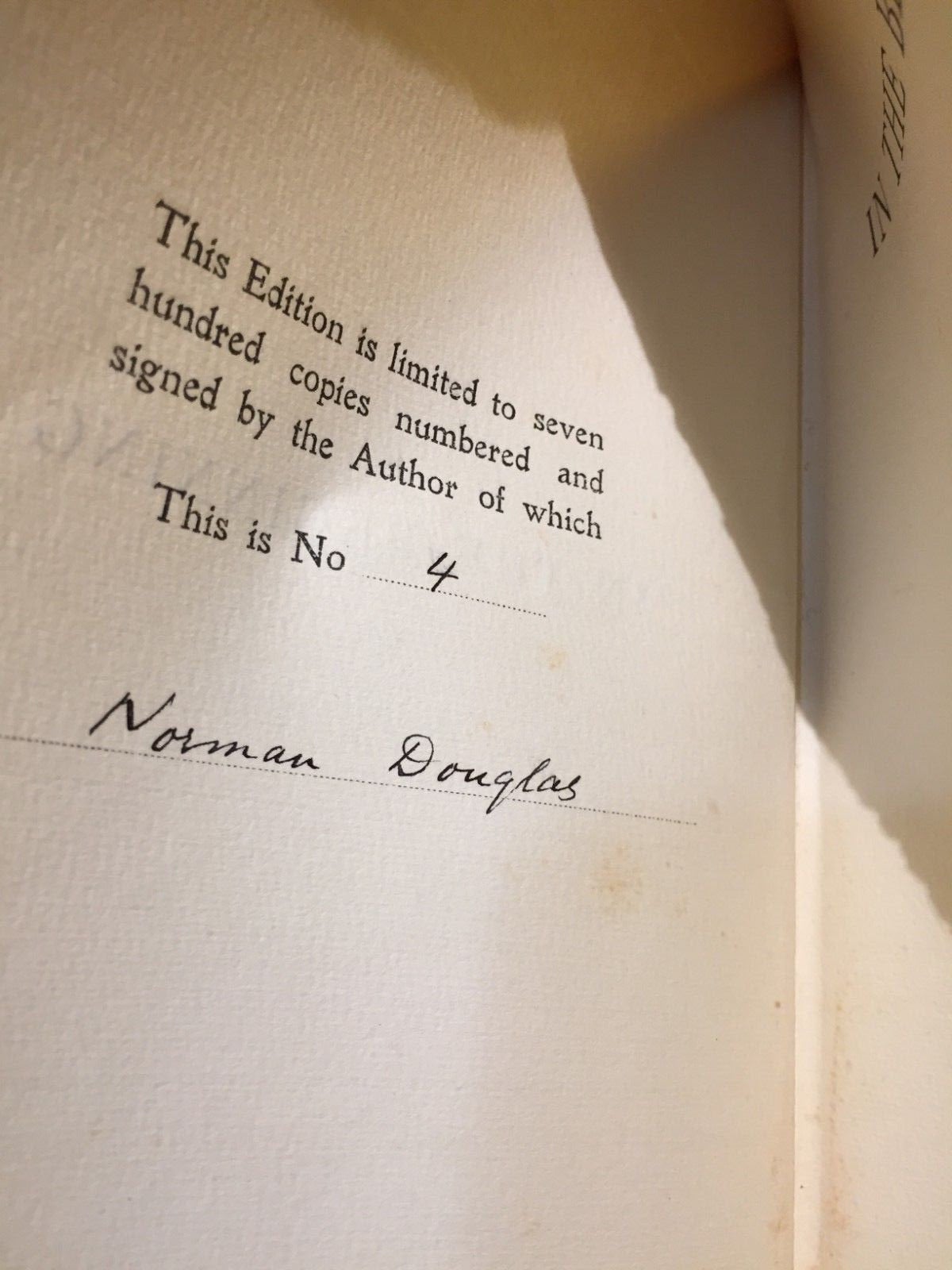 In the Beginning, Norman Douglas, 1st Ed., Numbered, Signed by Author, 1927