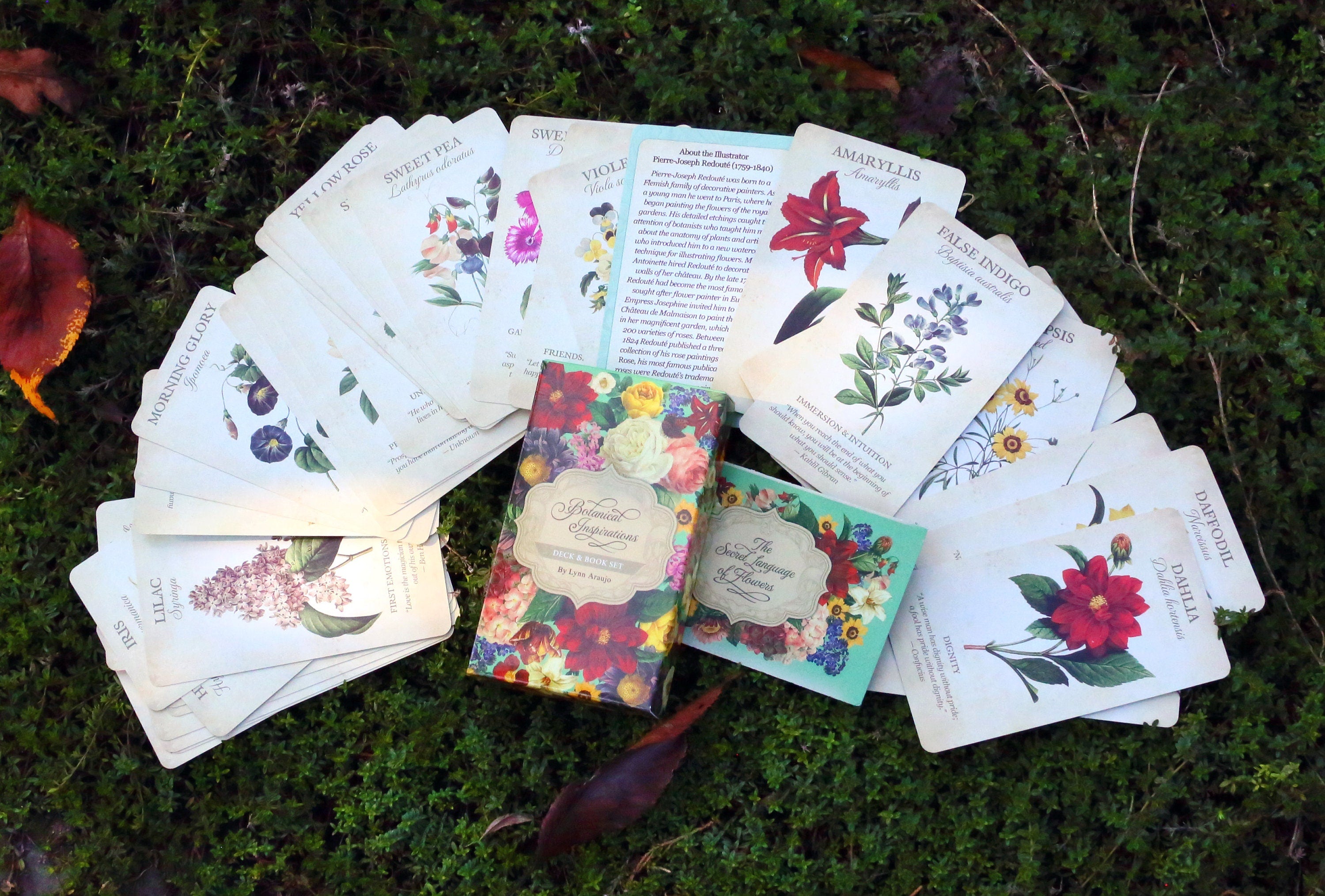 Botanical Inspirations, 44 Card Divination Deck, Based on the Sacred Language of Flowers, Illustrated by Pierre Joseph Redoute