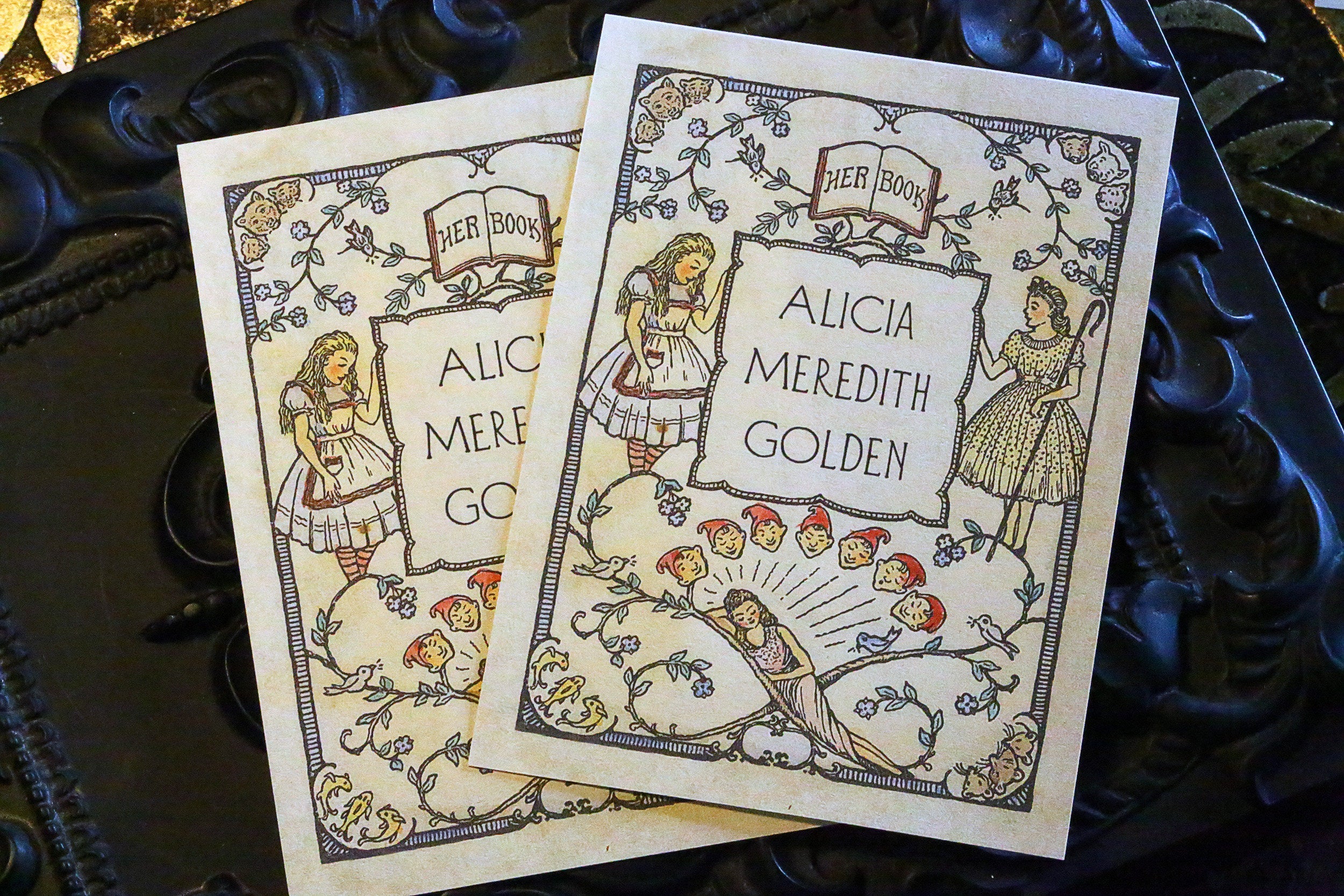 Fairytale Dream, Personalized Ex-Libris Bookplates For Her, Crafted on Traditional Gummed Paper, 3in x 4in, Set of 30