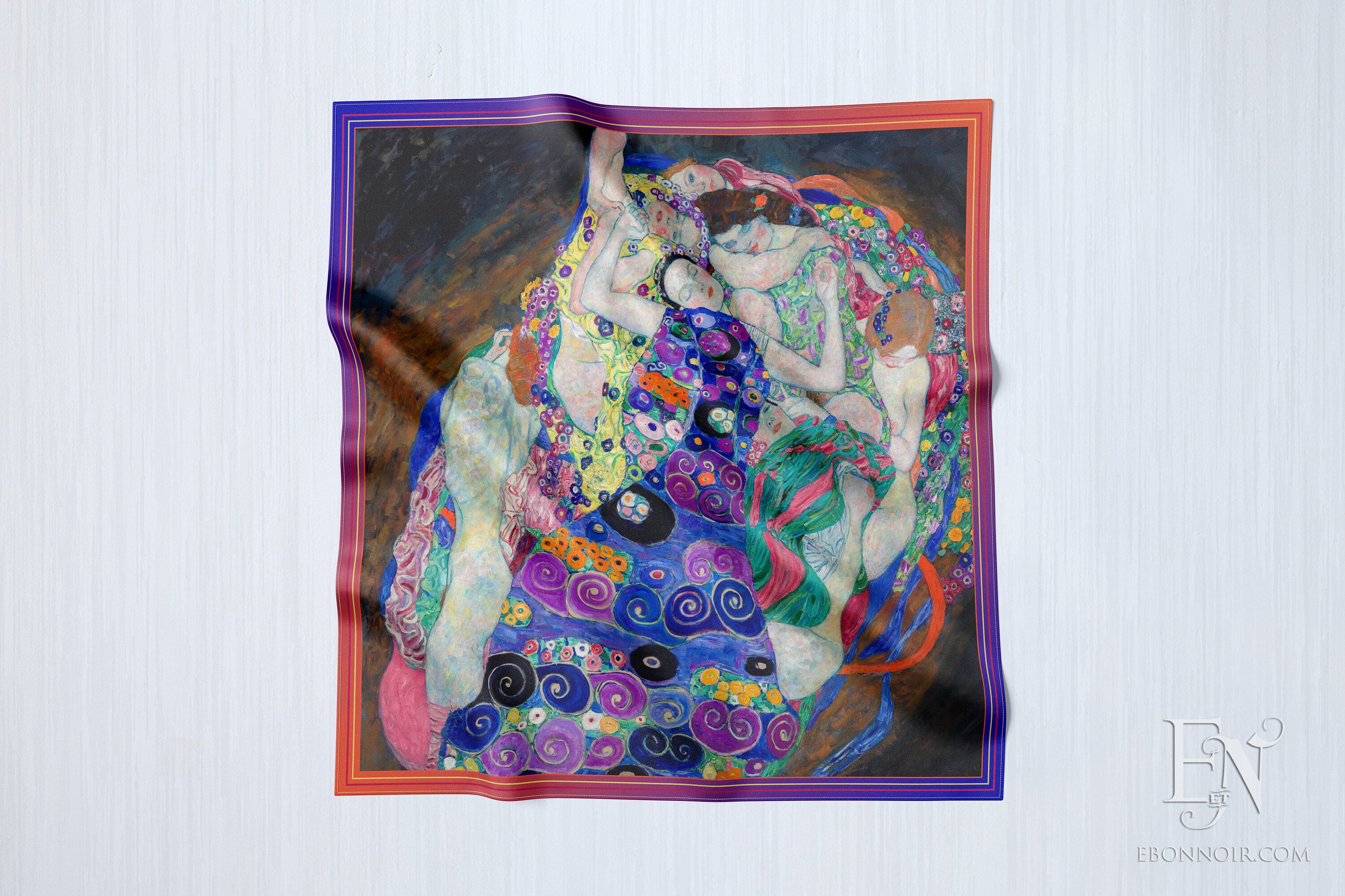 The Maiden by Gustav Klimt, Luxurious Square Scarf/Wrap/Boho Shawl, Made to Order, Handmade and Cruelty-Free
