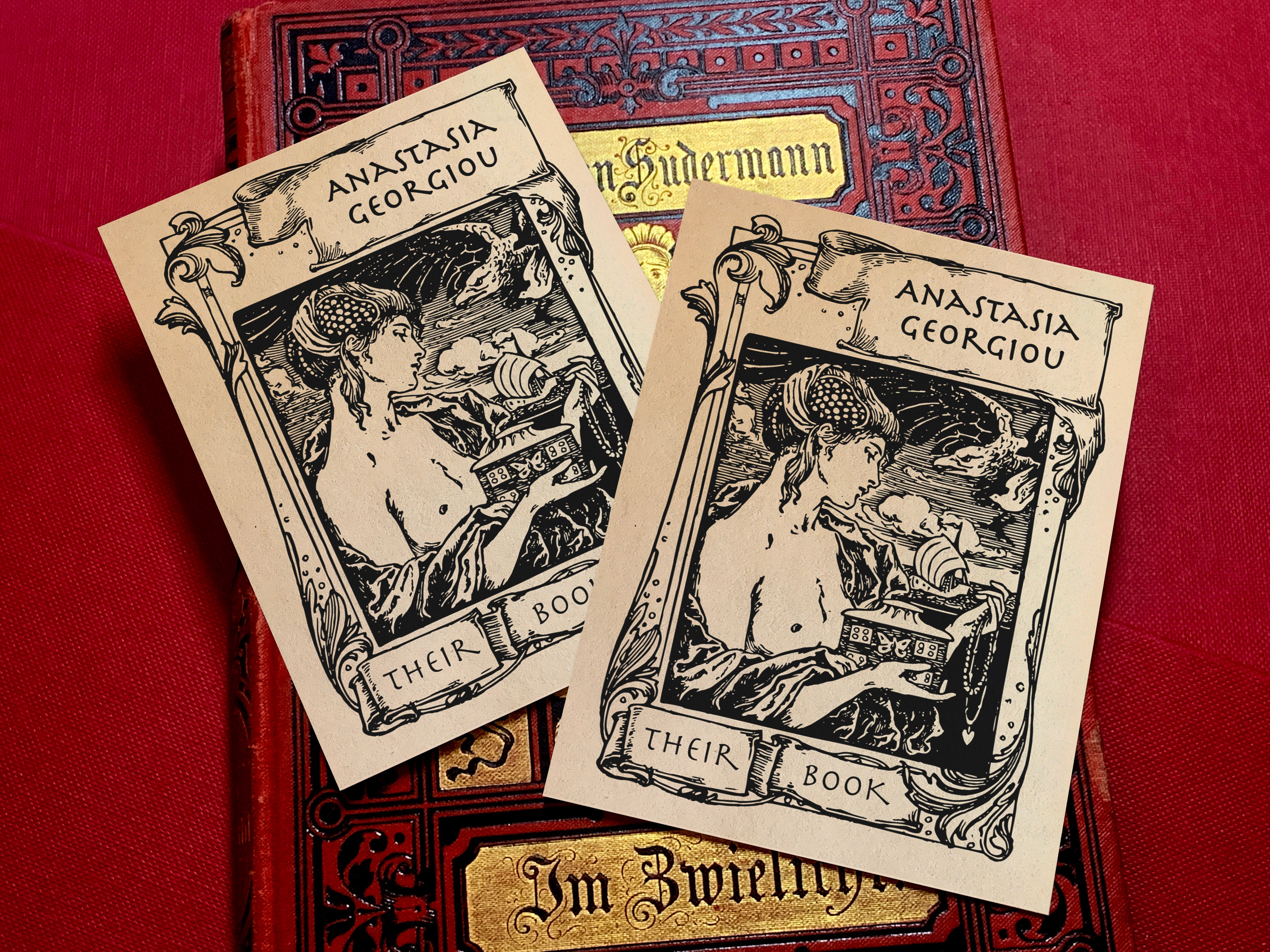Pandora's Box, Personalized Ex-Libris Bookplates, Crafted on Traditional Gummed Paper, 3in x 4in, Set of 30