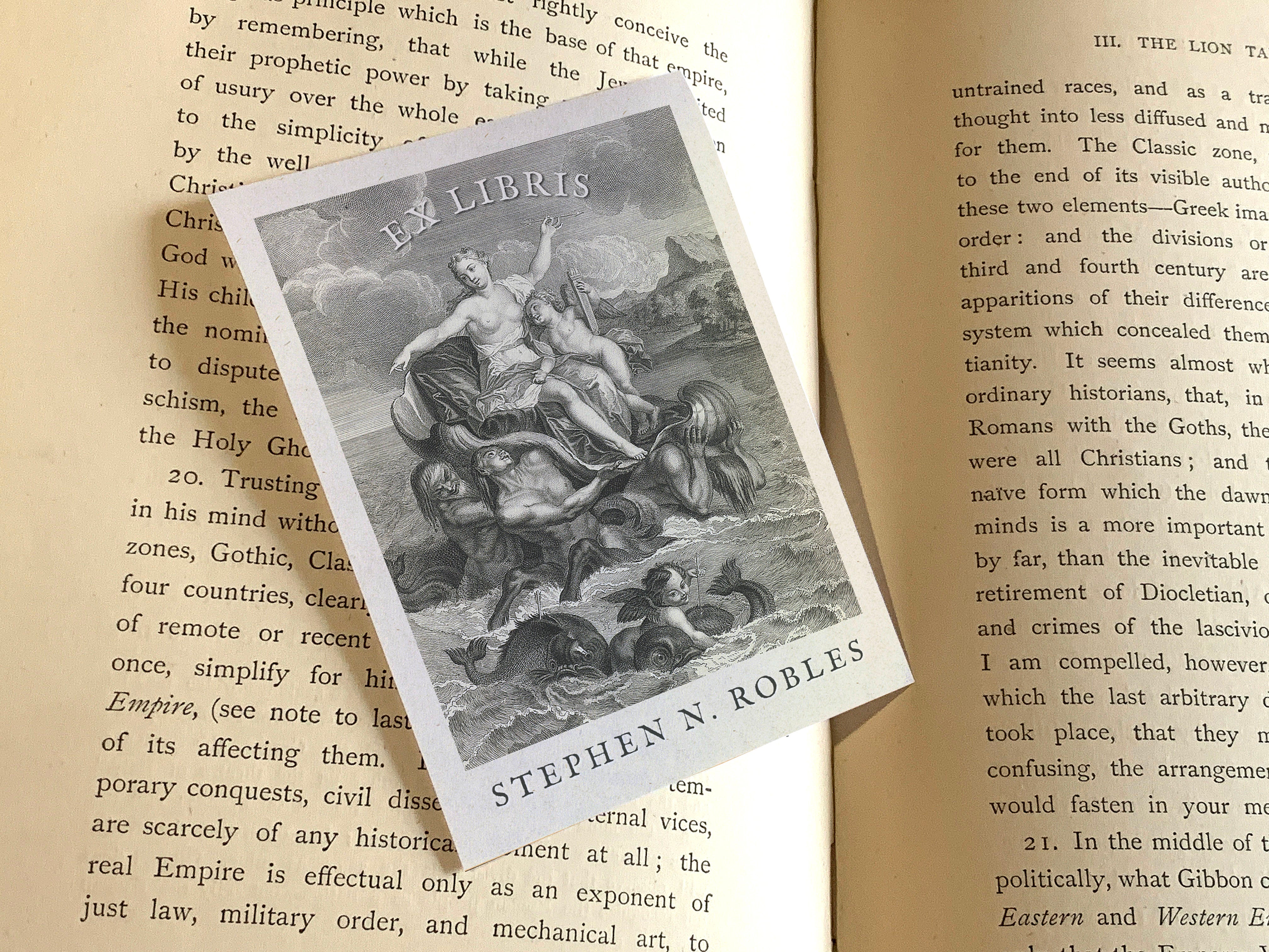 Triumph of the Marine Venus, Personalized Ex-Libris Bookplates, Crafted on Traditional Gummed Paper, 3in x 4in, Set of 30