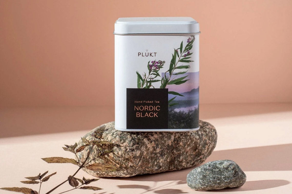 PLŪKT Nordic Black, Certified Organic Herbal Tea, 25 Tea Bags, Vegan, Caffeine Free