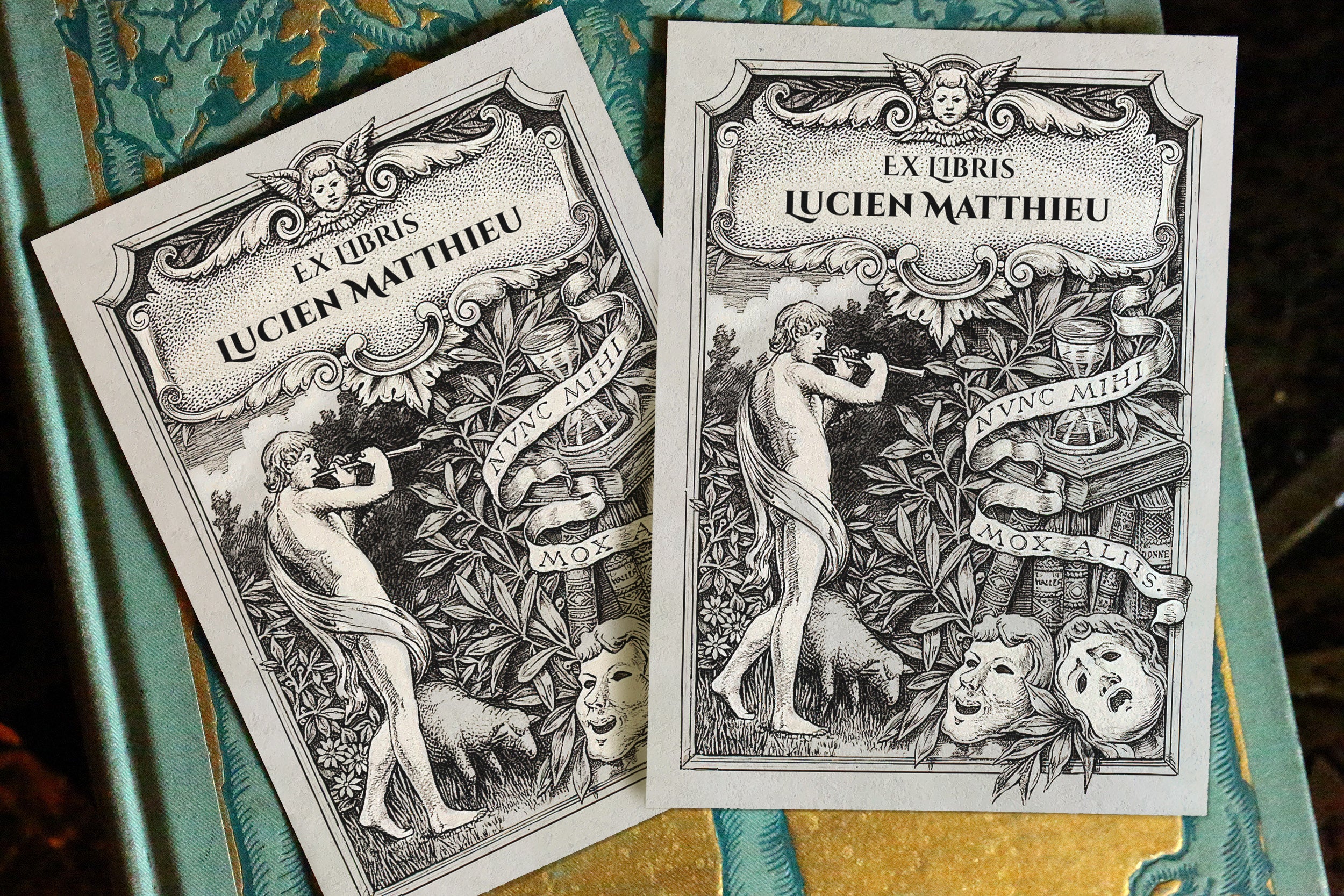 Pastoral Bliss, Personalized Ex-Libris Bookplates, Crafted on Traditional Gummed Paper, 3in x 4in, Set of 30