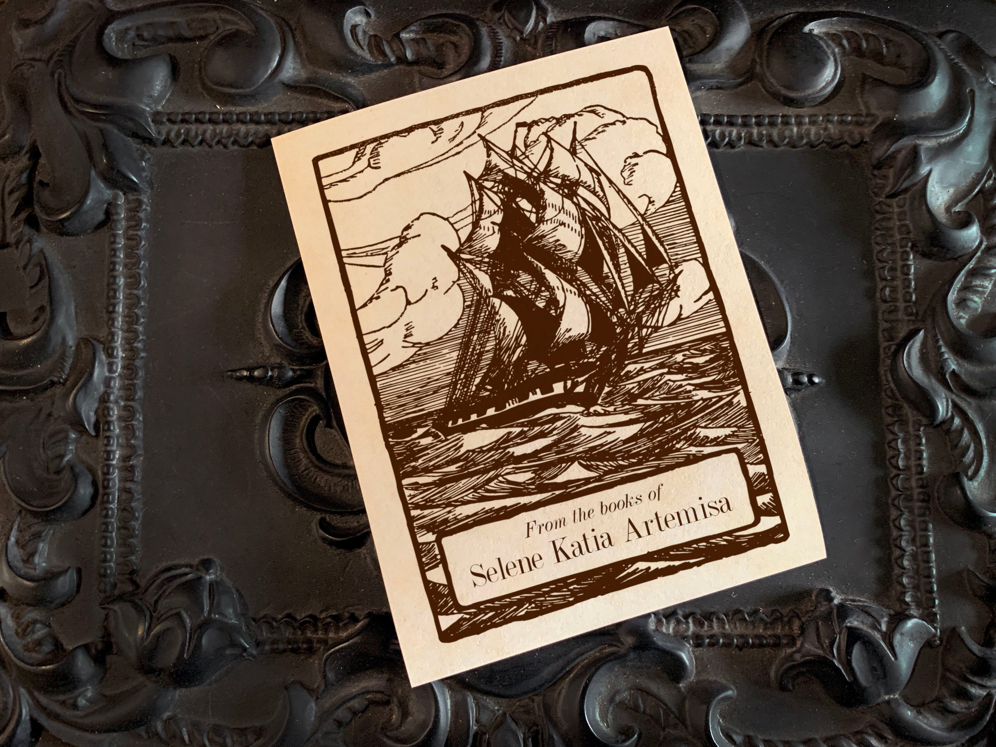 Sea Clipper, Personalized Naval Ex-Libris Bookplates, Crafted on Traditional Gummed Paper, 3in x 4in, Set of 30