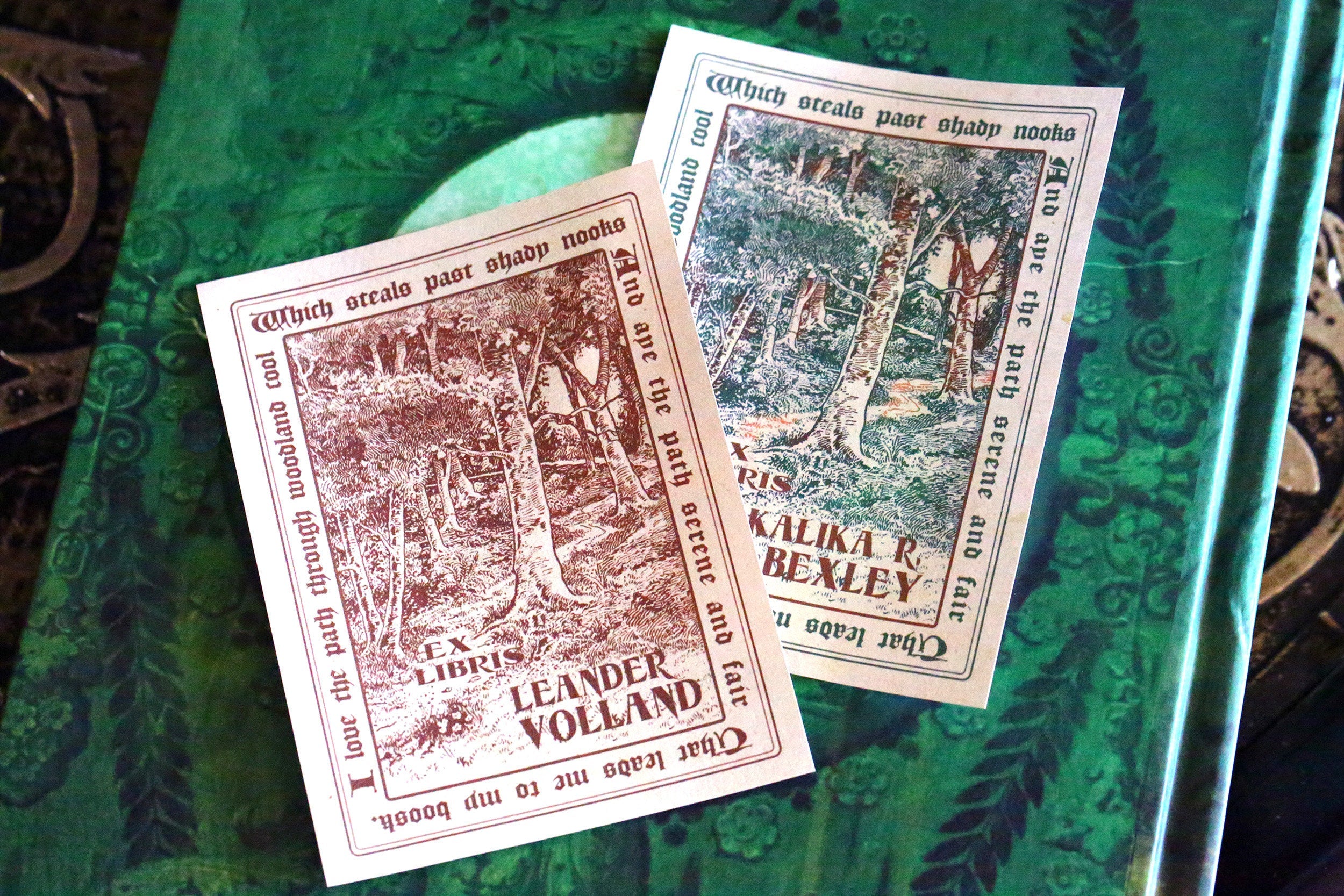 Woodland Path, Personalized Ex-Libris Bookplates, Crafted on Traditional Gummed Paper, 3in x 4in, Set of 30