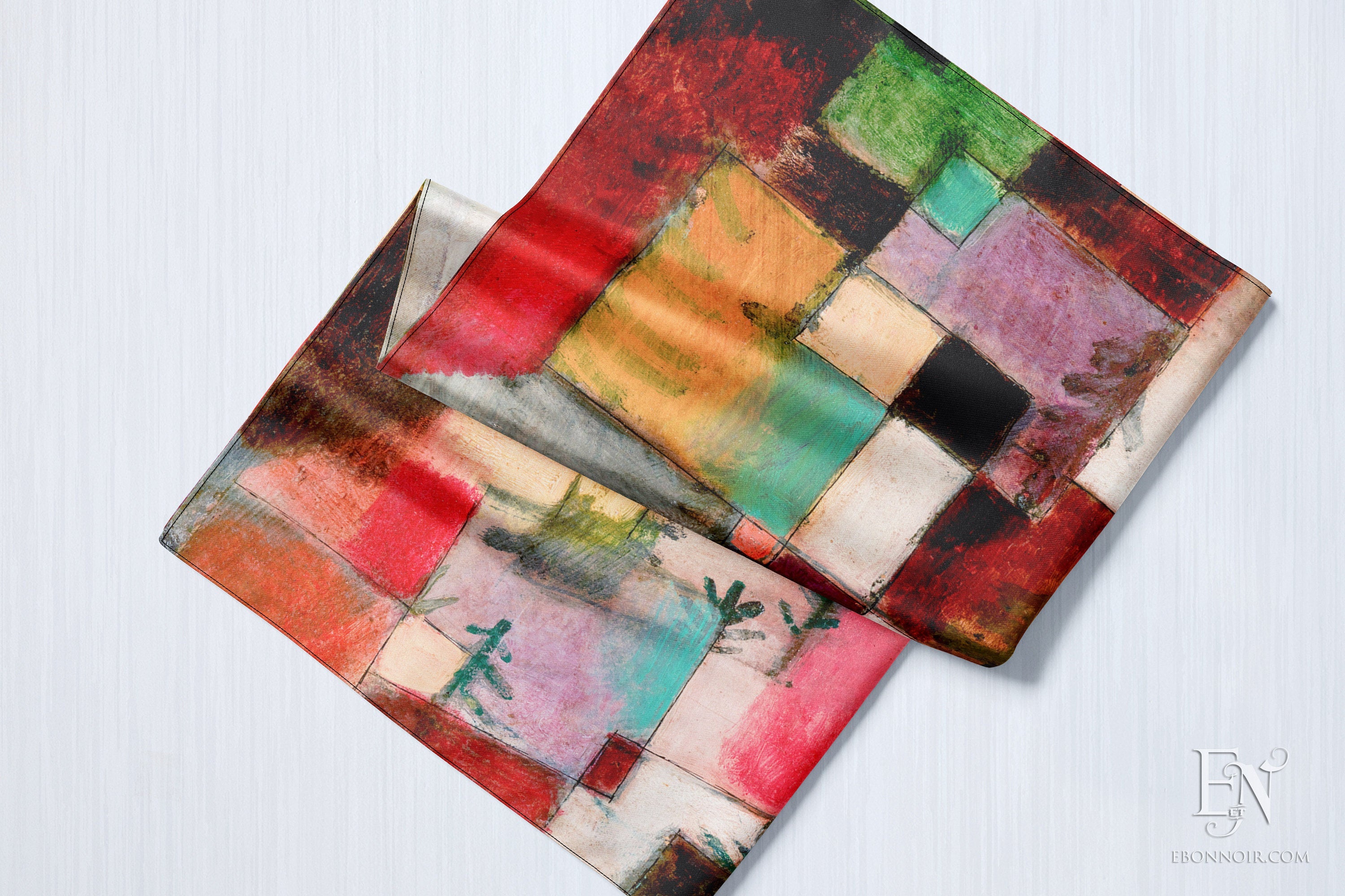 Rhythms by Paul Klee, Luxurious Square Scarf/Wrap/Boho Shawl, Made to Order, Handmade and Cruelty Free