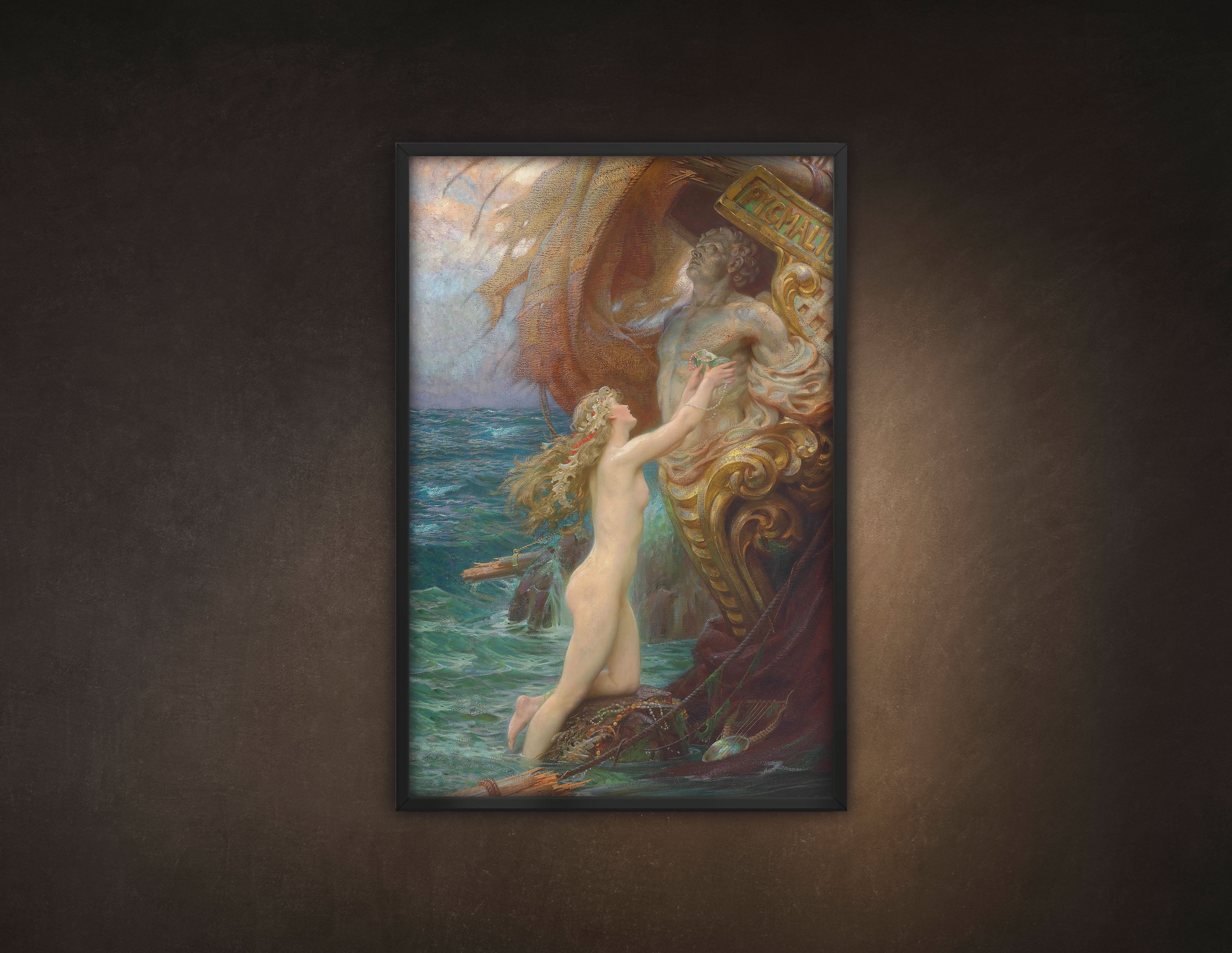A Deep Sea Idyll by Herbert James Draper, Museum-quality Framed Poster Print, Available in Two Sizes