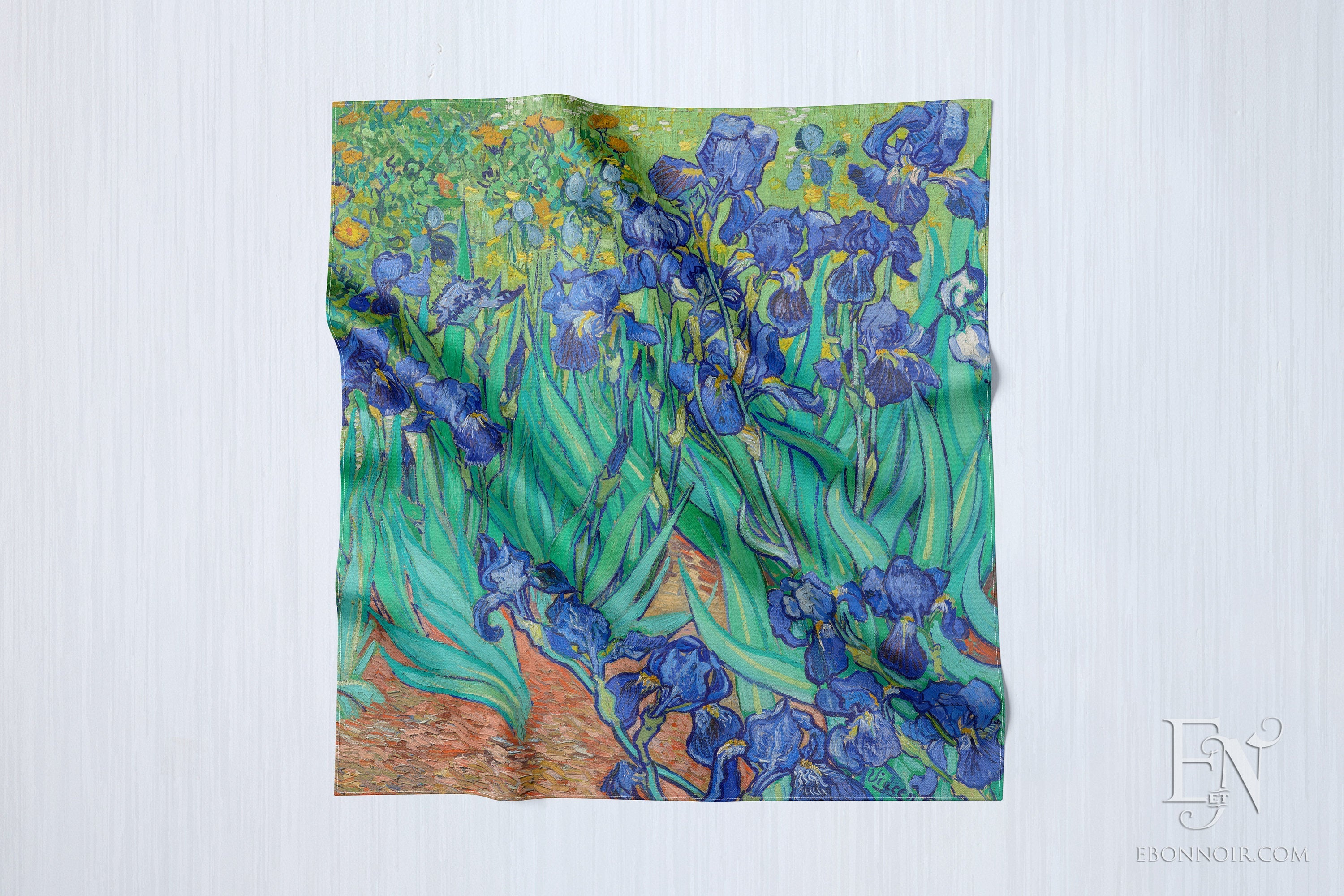 Van Gogh's Irises, Luxurious Square Scarf/Wrap/Boho Shawl, Made to Order, Handmade and Cruelty-Free